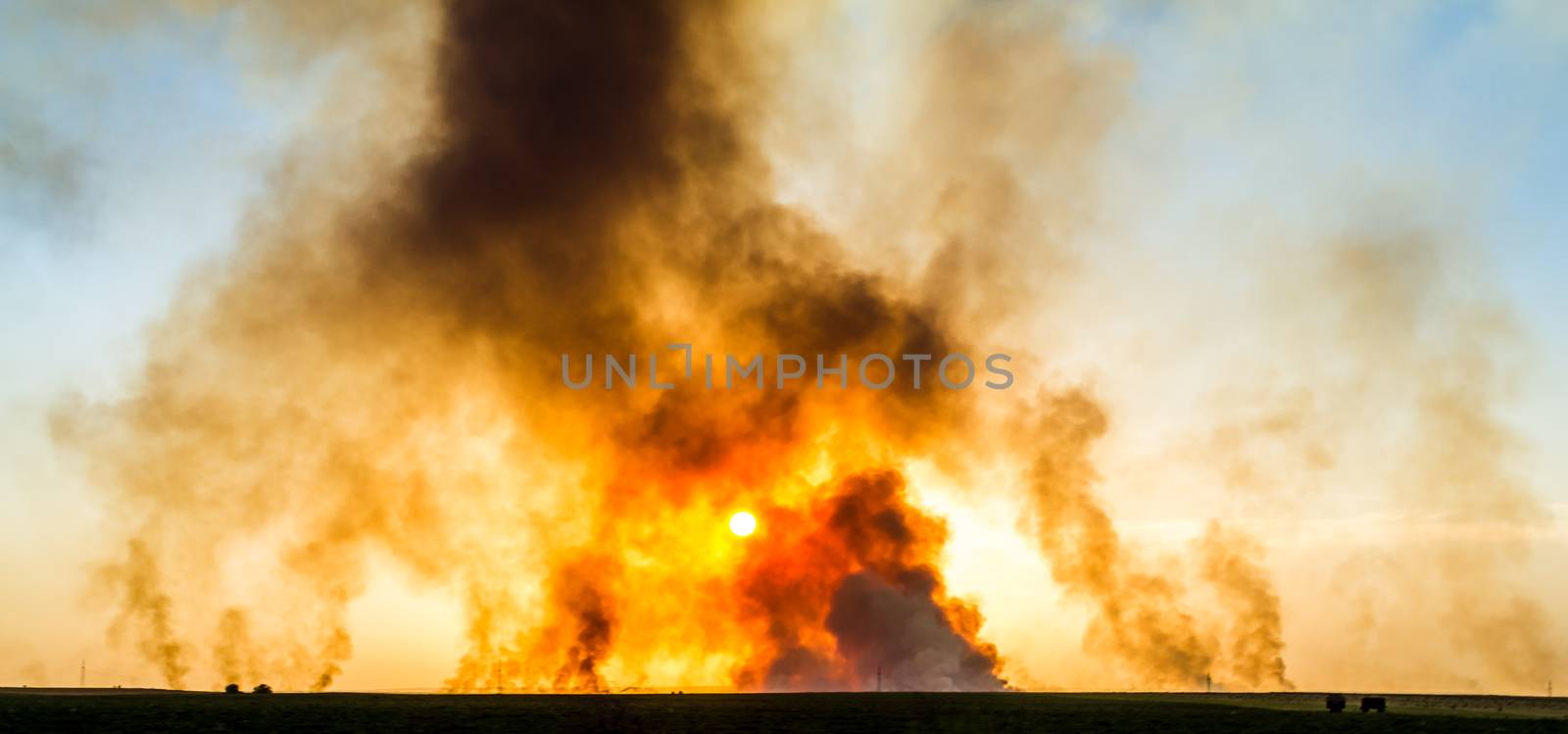 A giant explosion in the fire box the flames smoke