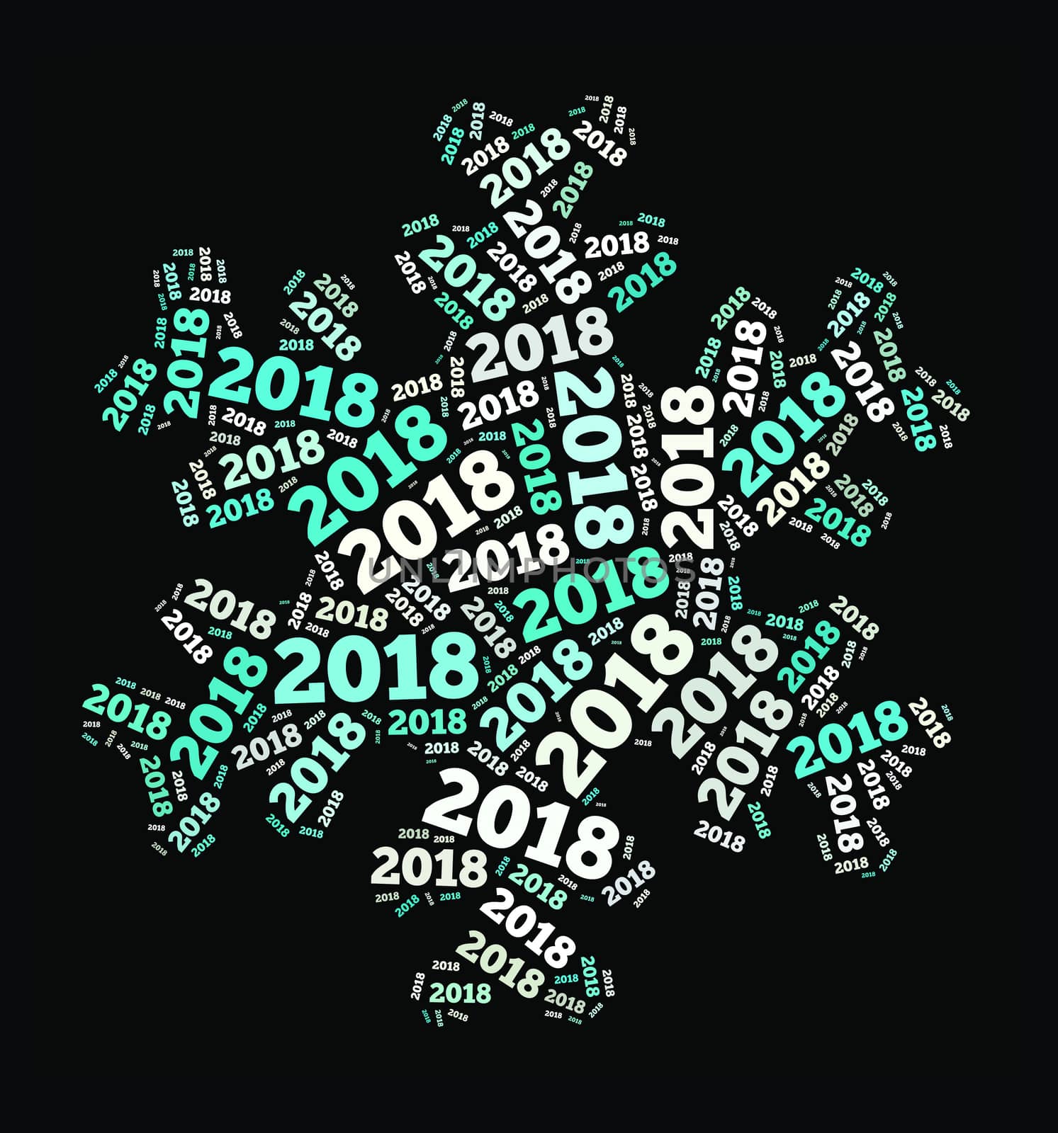 2018 word cloud concept over dark background