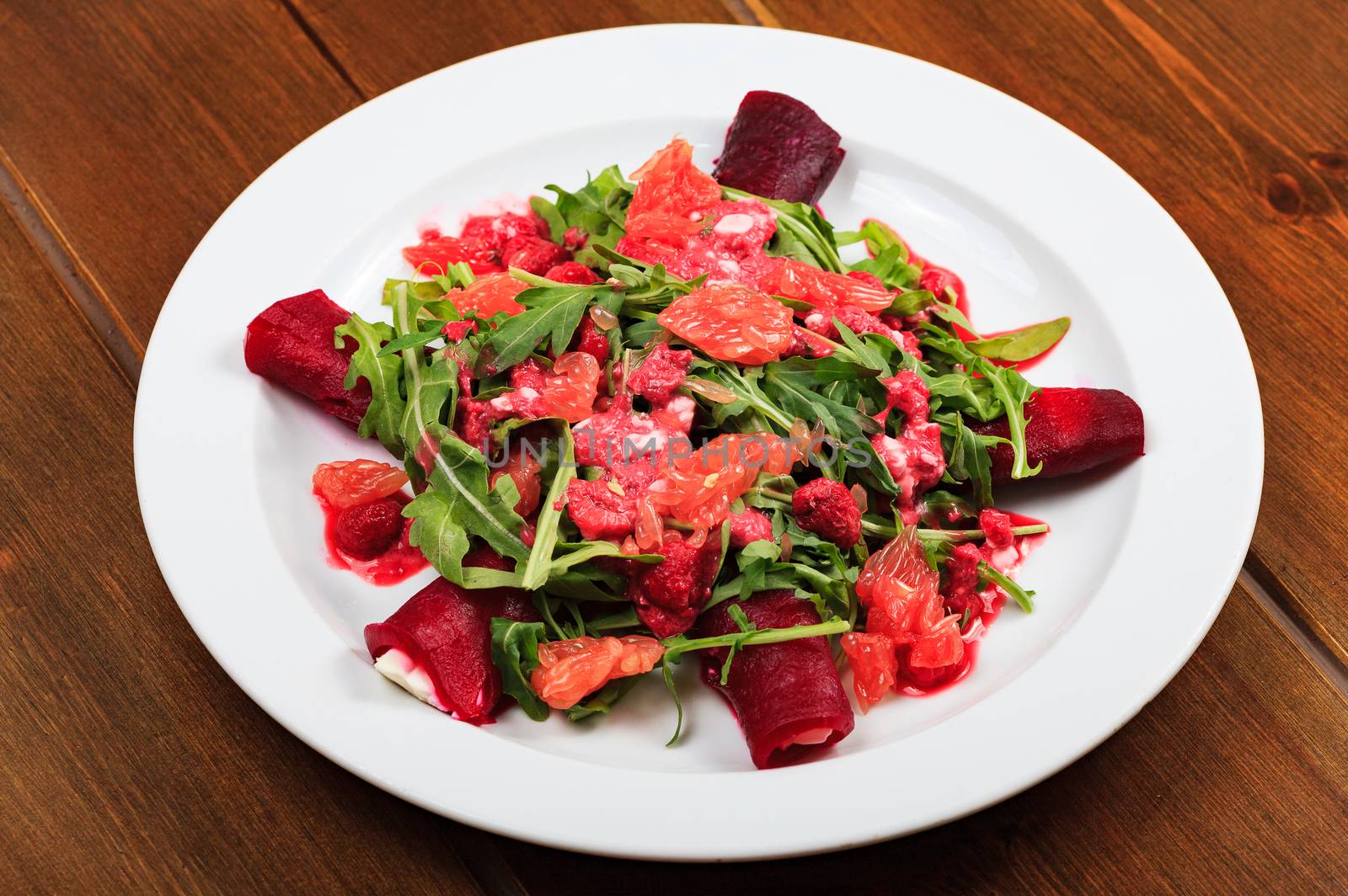 Closeup shot of a plate full of a salad