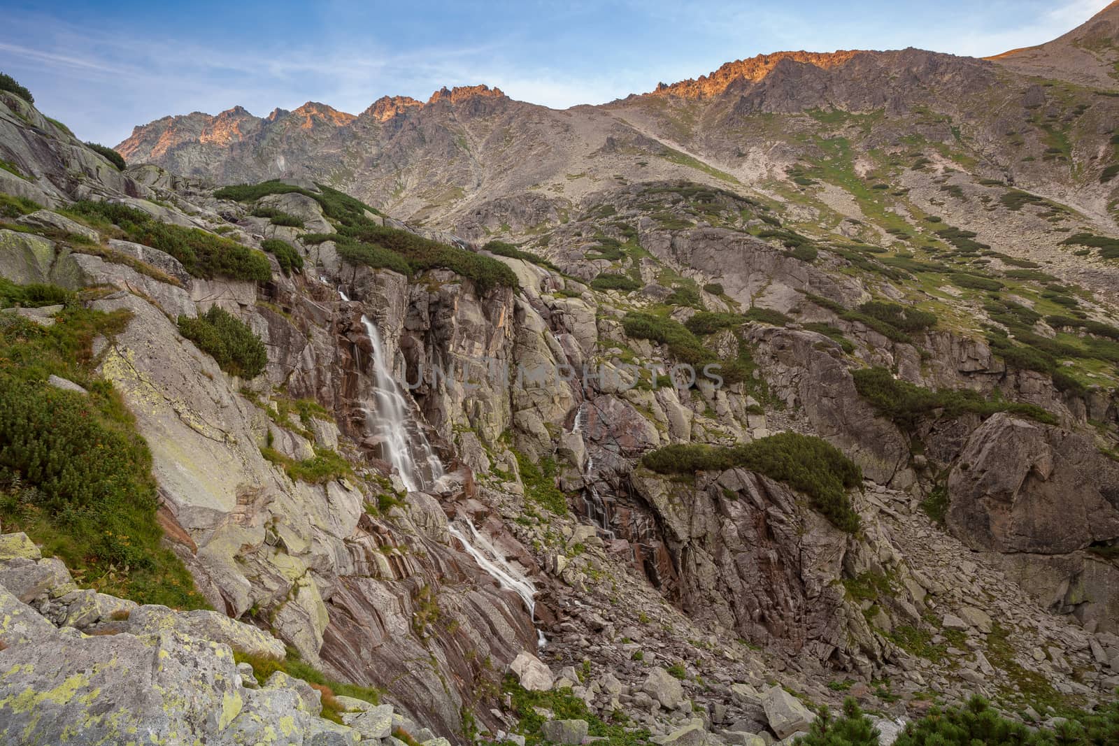 Mountain waterfall named Skok in High Tatra mountains, Slovakia, Europe