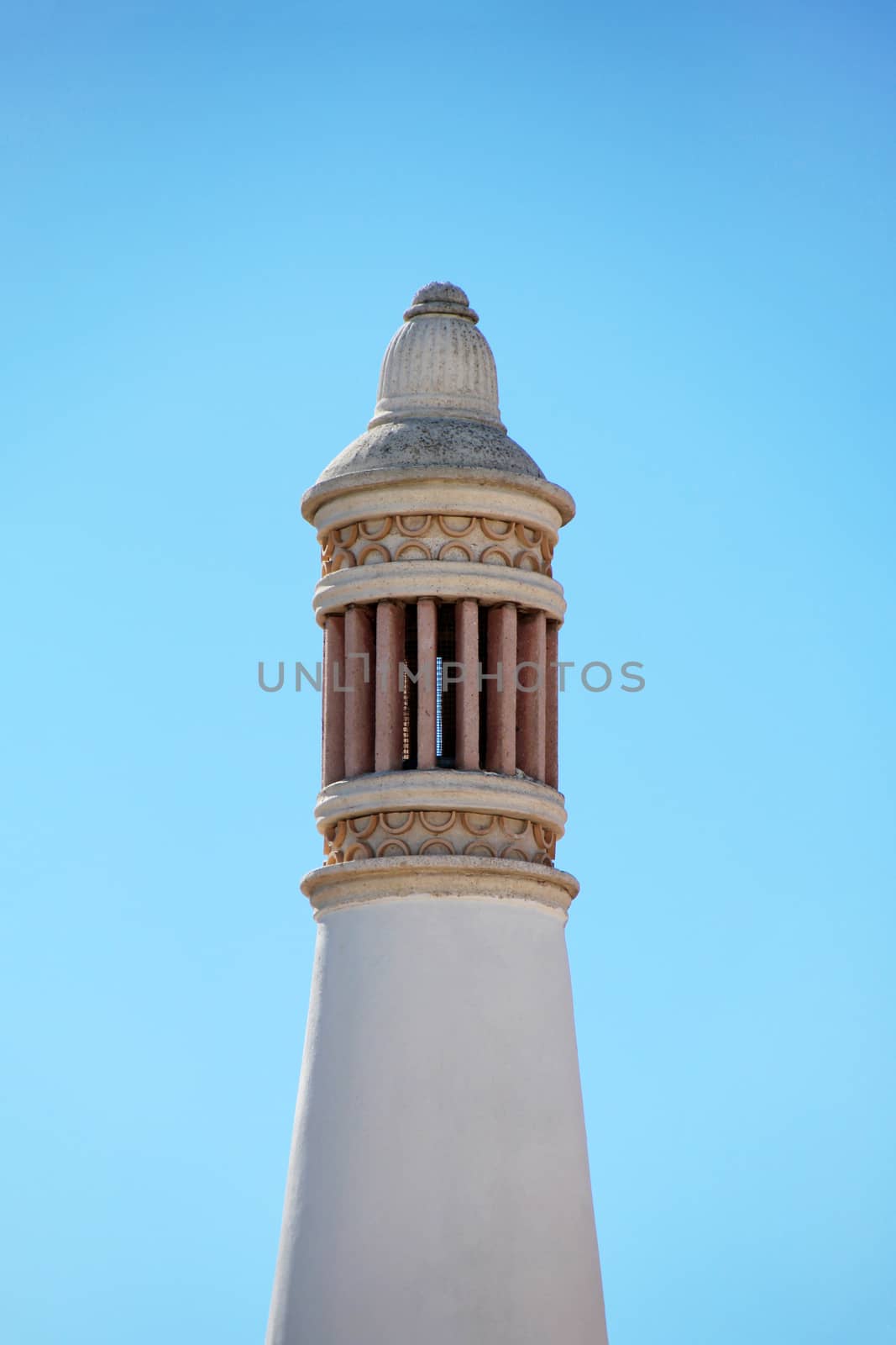 Close up view of the typical Algarve chimney in Portugal.
