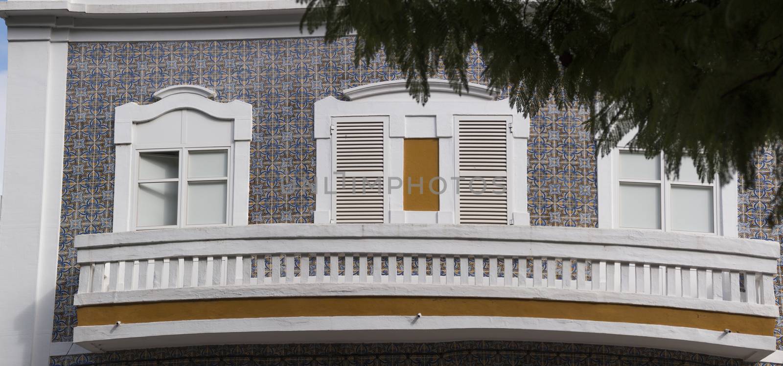 View of the typical building architecture from the Algarve region, Portugal.