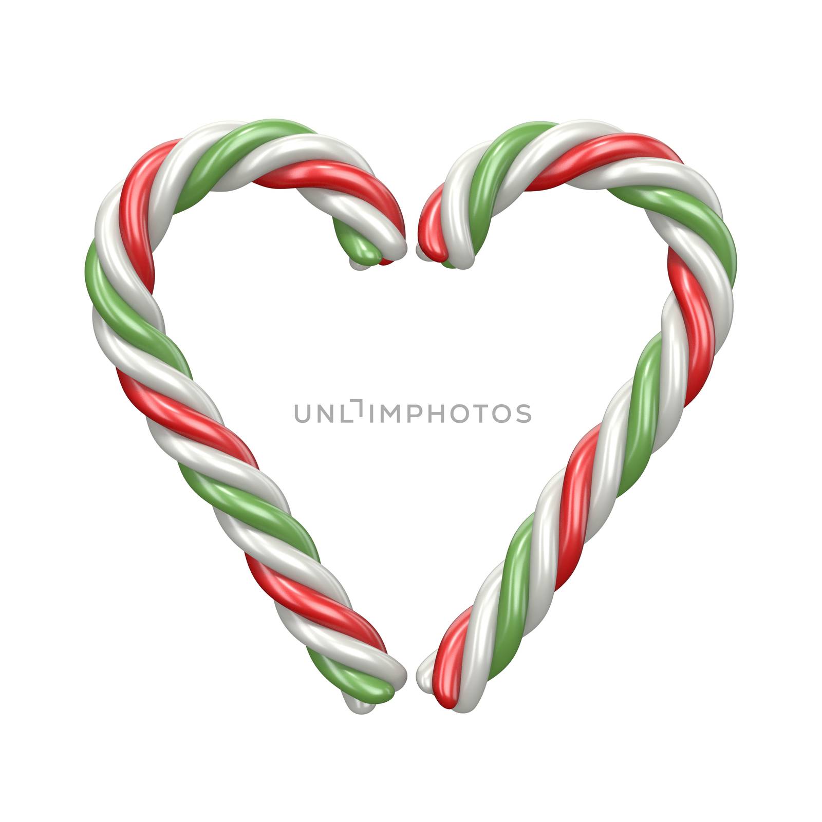 Christmas decoration heart made of candy canes 3D by djmilic