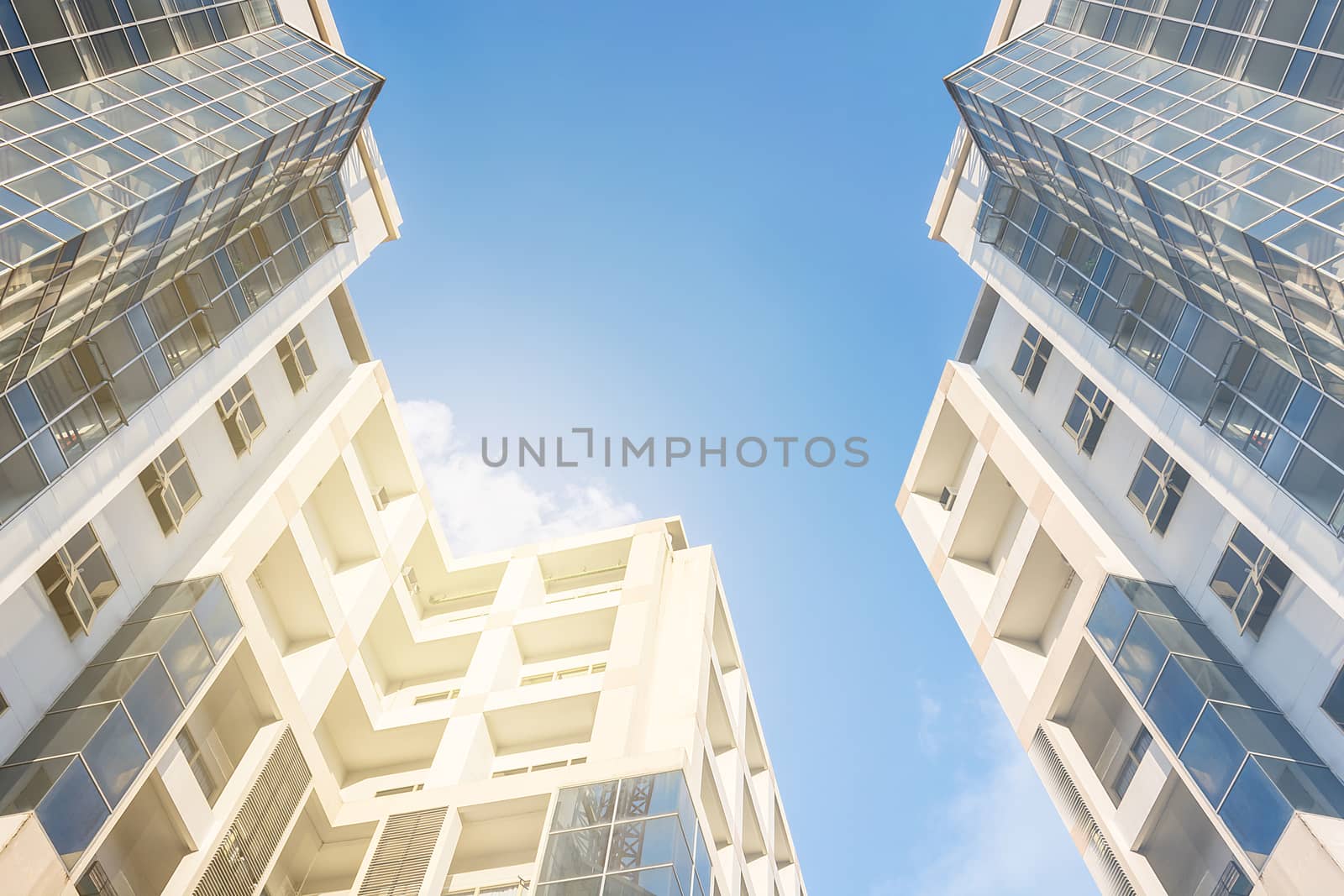 Futuristic architecture cityscape view with modern building skyscrapers, Corporate building in city.
