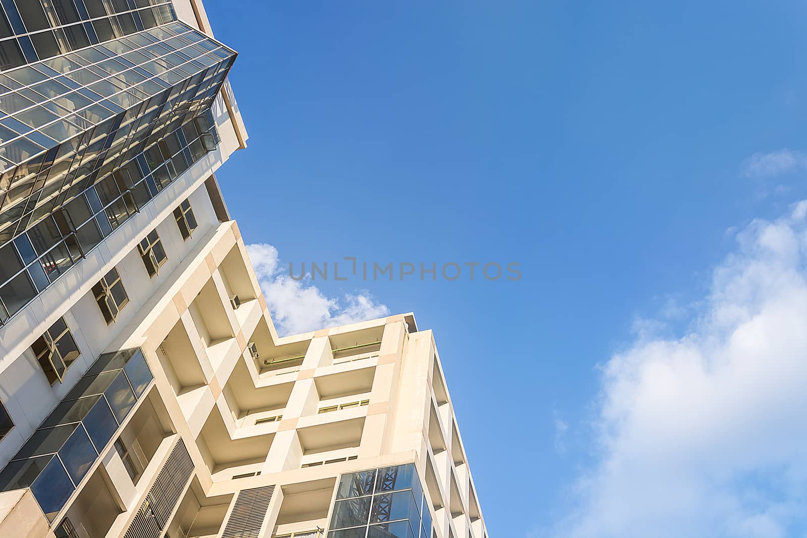 Futuristic architecture cityscape view with modern building skyscrapers, Corporate building in city.
