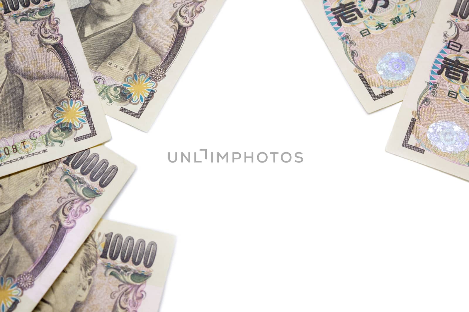money yen banknote on white background, business and finance con by rakoptonLPN