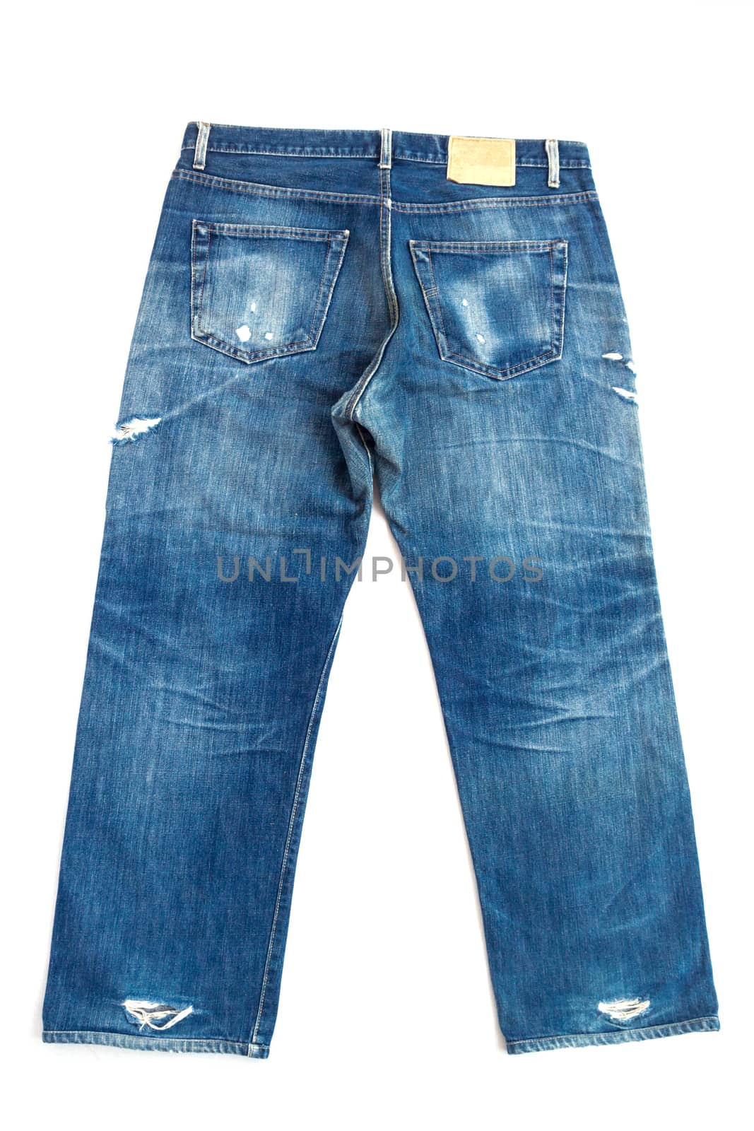 back blue jeans isolated on white background