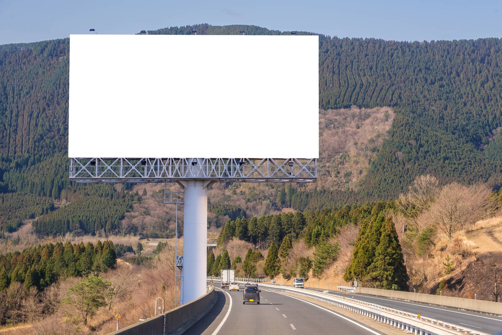 billboard blank on countryside road for advertising background.