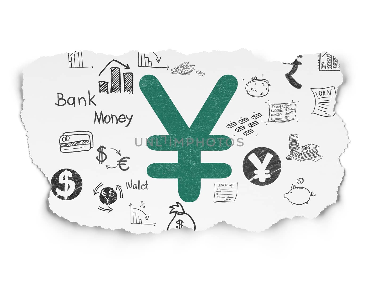 Banking concept: Yen on Torn Paper background by maxkabakov