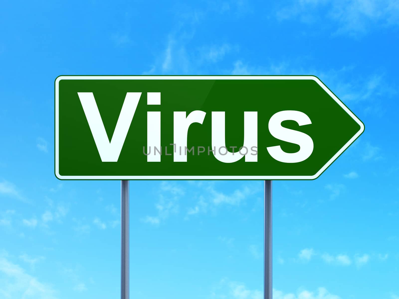 Safety concept: Virus on road sign background by maxkabakov