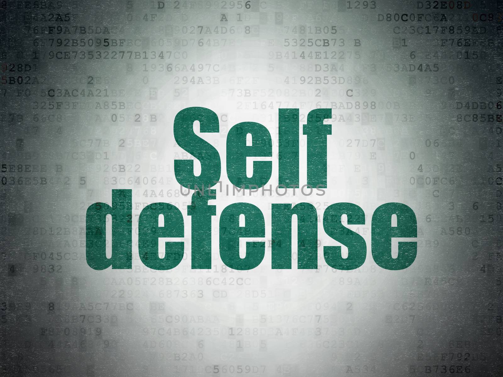 Security concept: Self Defense on Digital Data Paper background by maxkabakov