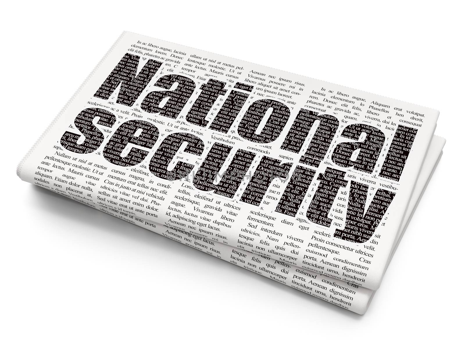 Security concept: Pixelated black text National Security on Newspaper background, 3D rendering