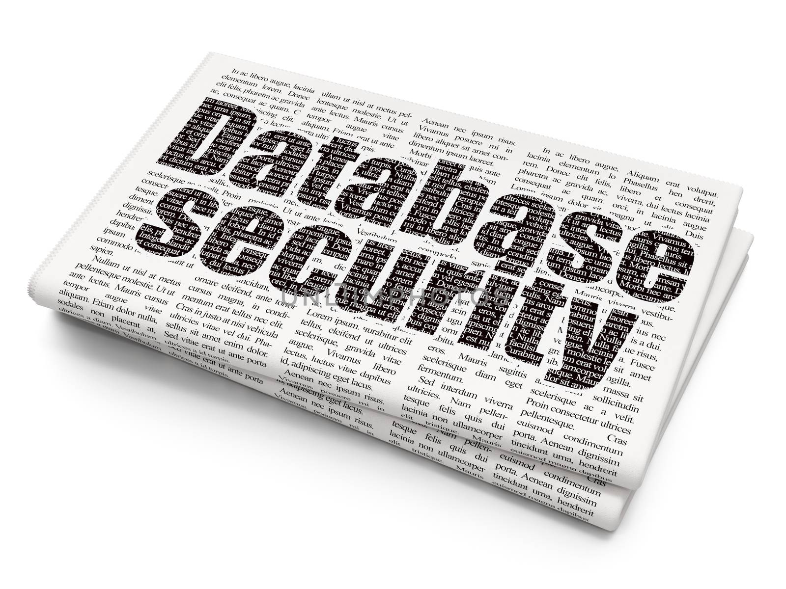 Protection concept: Database Security on Newspaper background by maxkabakov