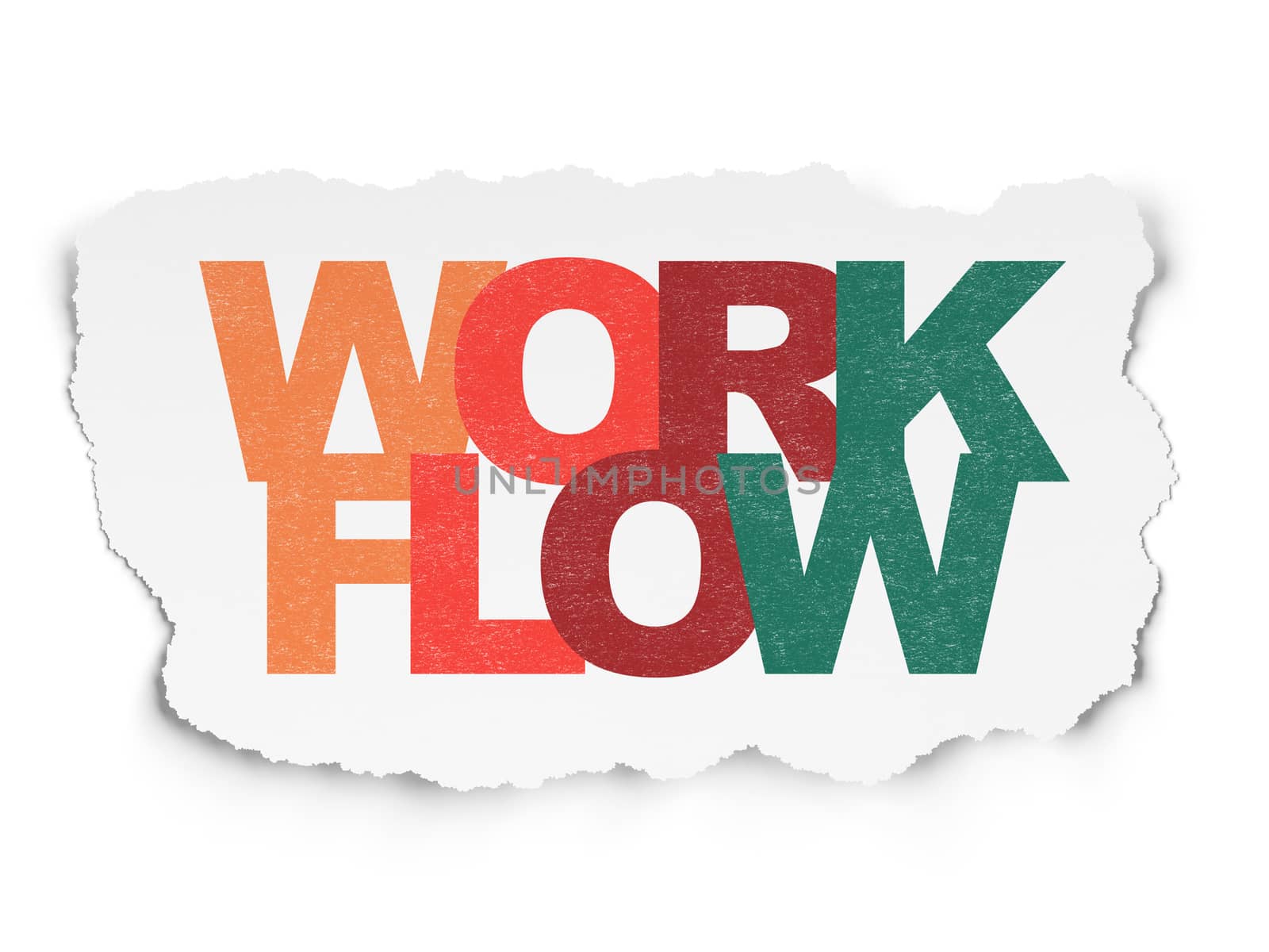 Business concept: Painted multicolor text Workflow on Torn Paper background