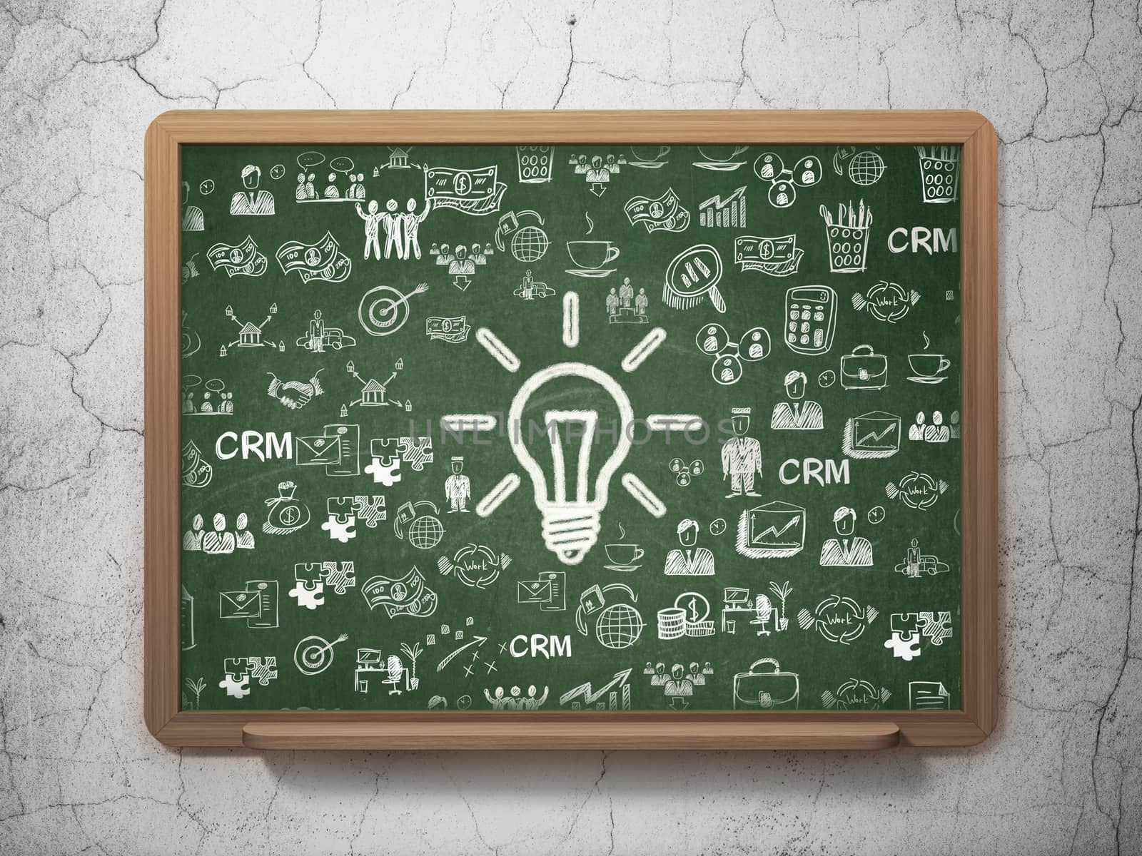 Business concept: Light Bulb on School board background by maxkabakov