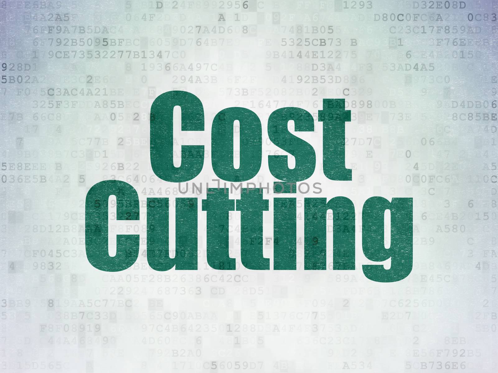 Business concept: Painted green word Cost Cutting on Digital Data Paper background