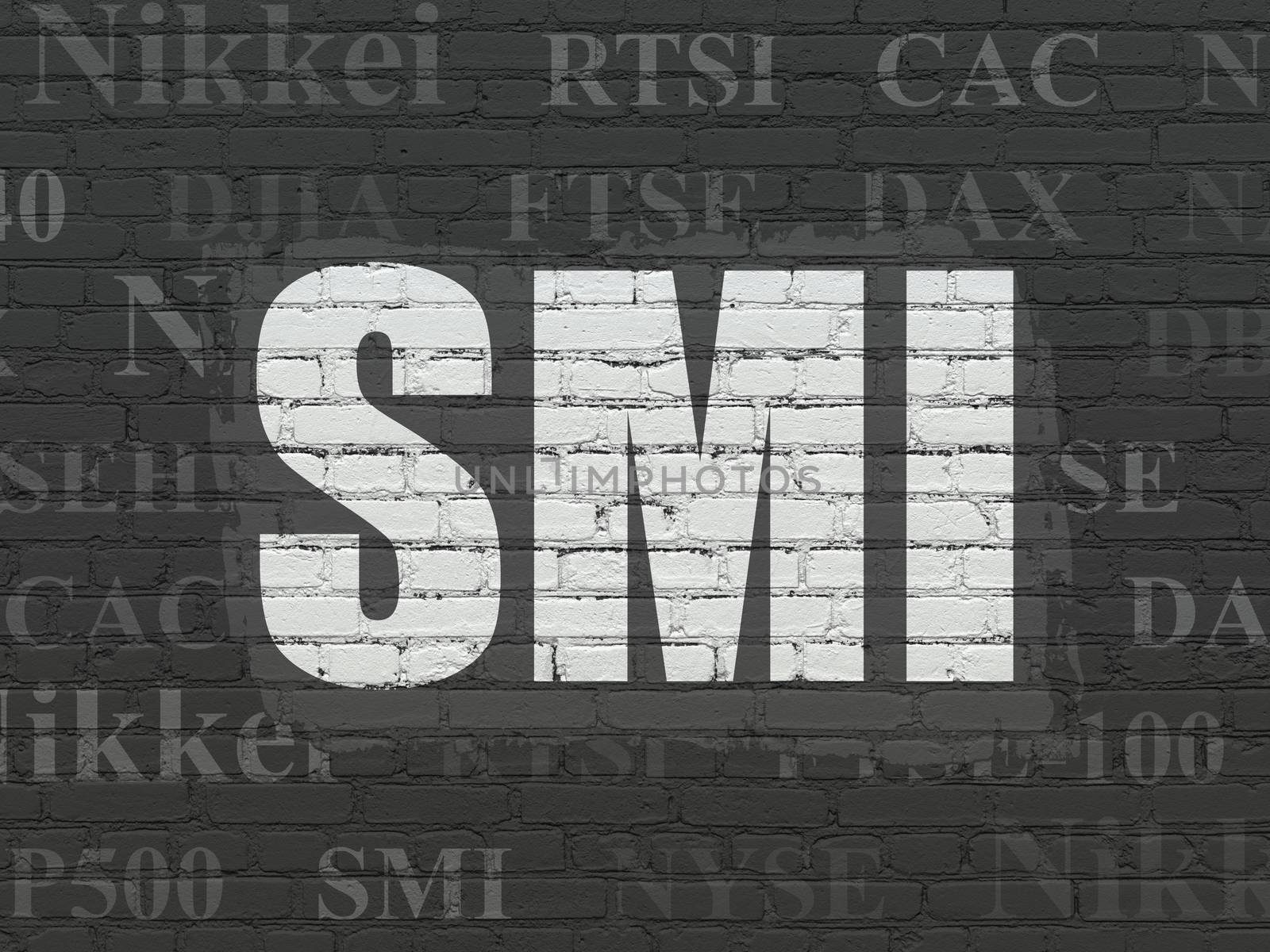 Stock market indexes concept: SMI on wall background by maxkabakov