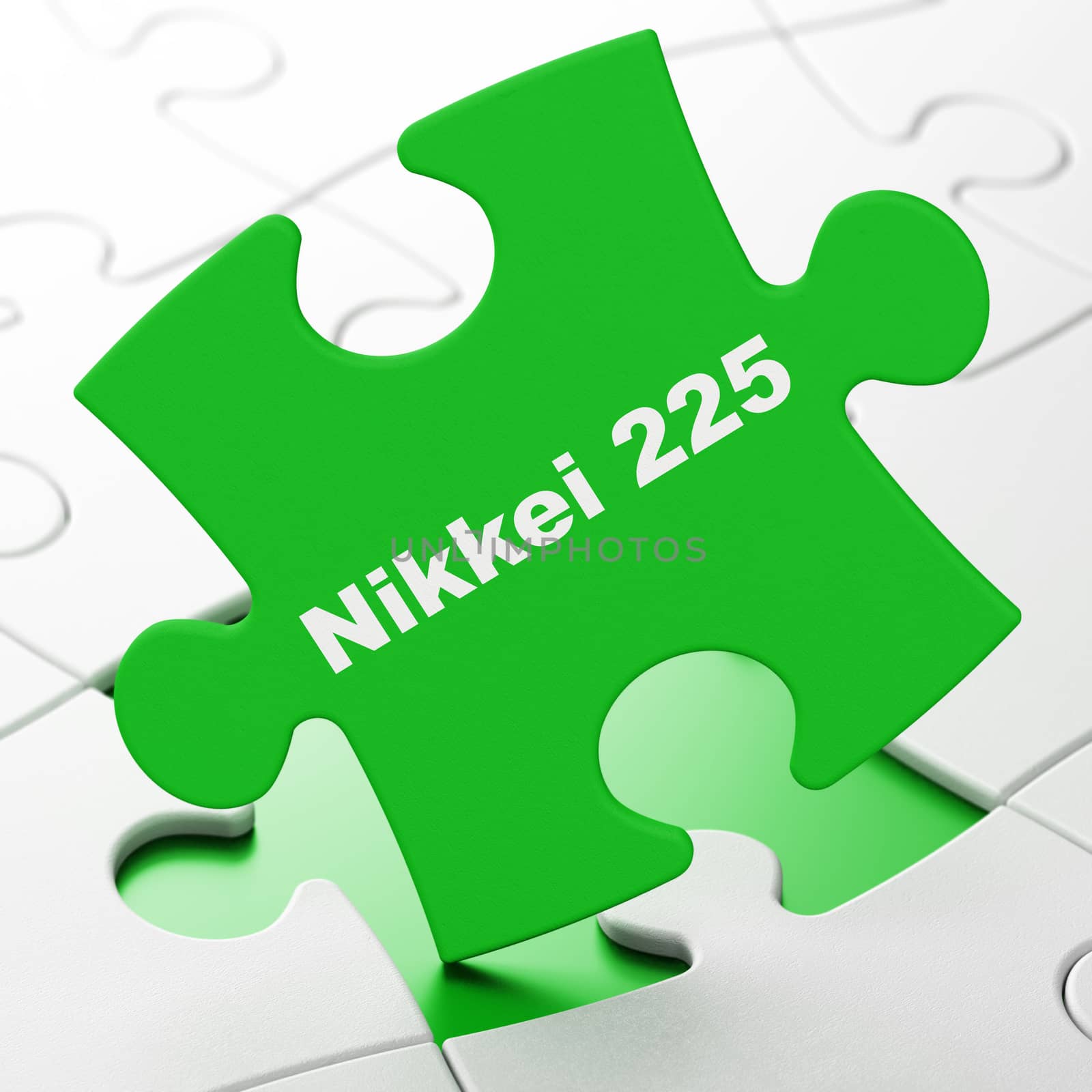 Stock market indexes concept: Nikkei 225 on puzzle background by maxkabakov