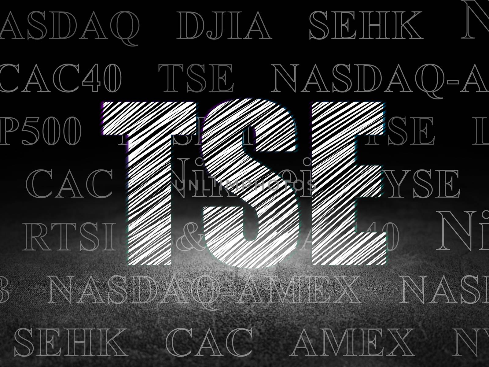 Stock market indexes concept: TSE in grunge dark room by maxkabakov