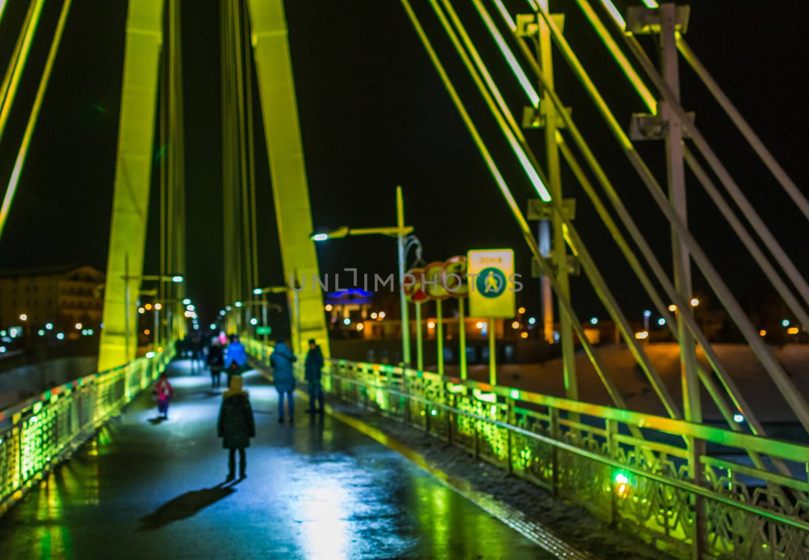 night bridge people lights new year's eve