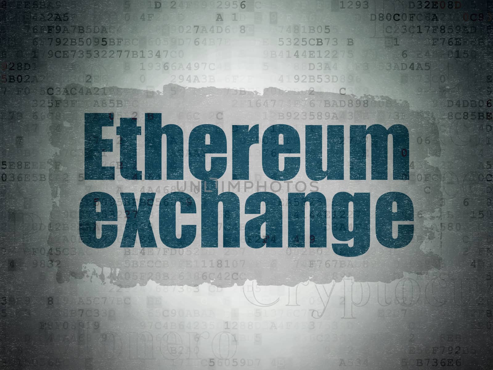 Cryptocurrency concept: Ethereum Exchange on Digital Data Paper background by maxkabakov