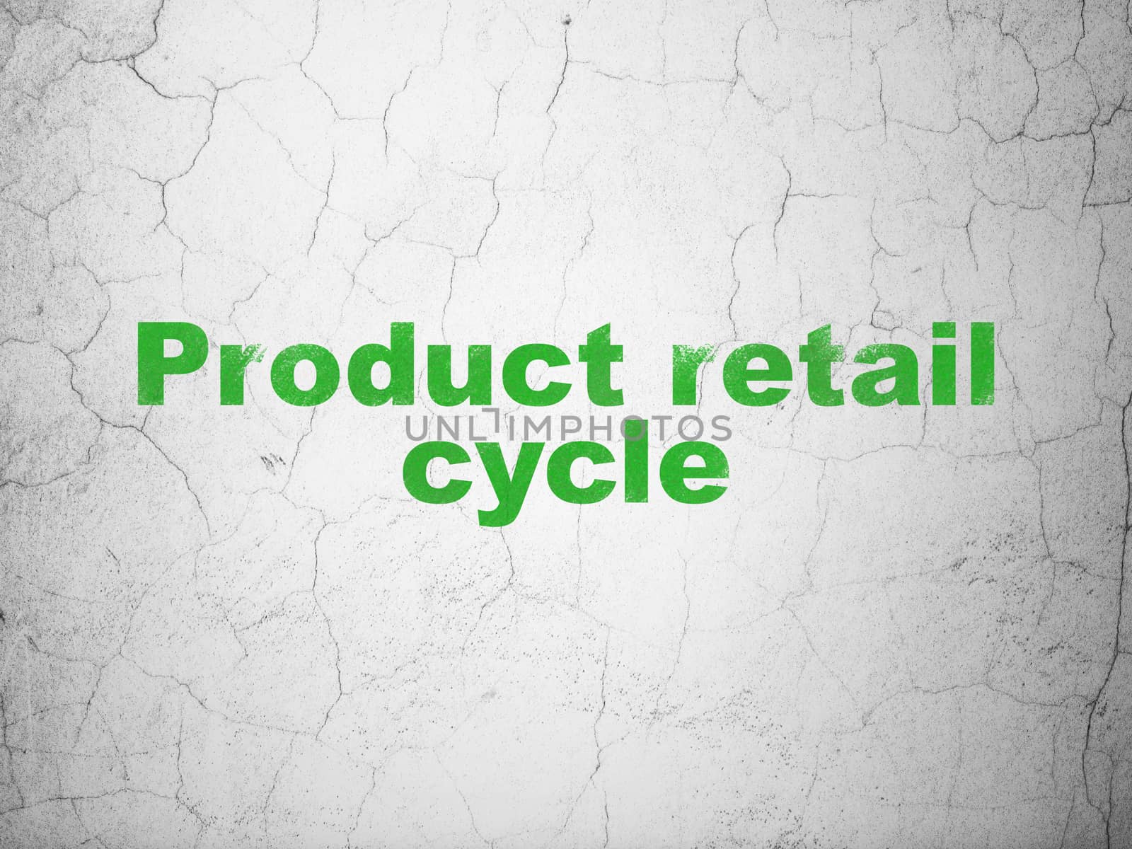Advertising concept: Green Product retail Cycle on textured concrete wall background