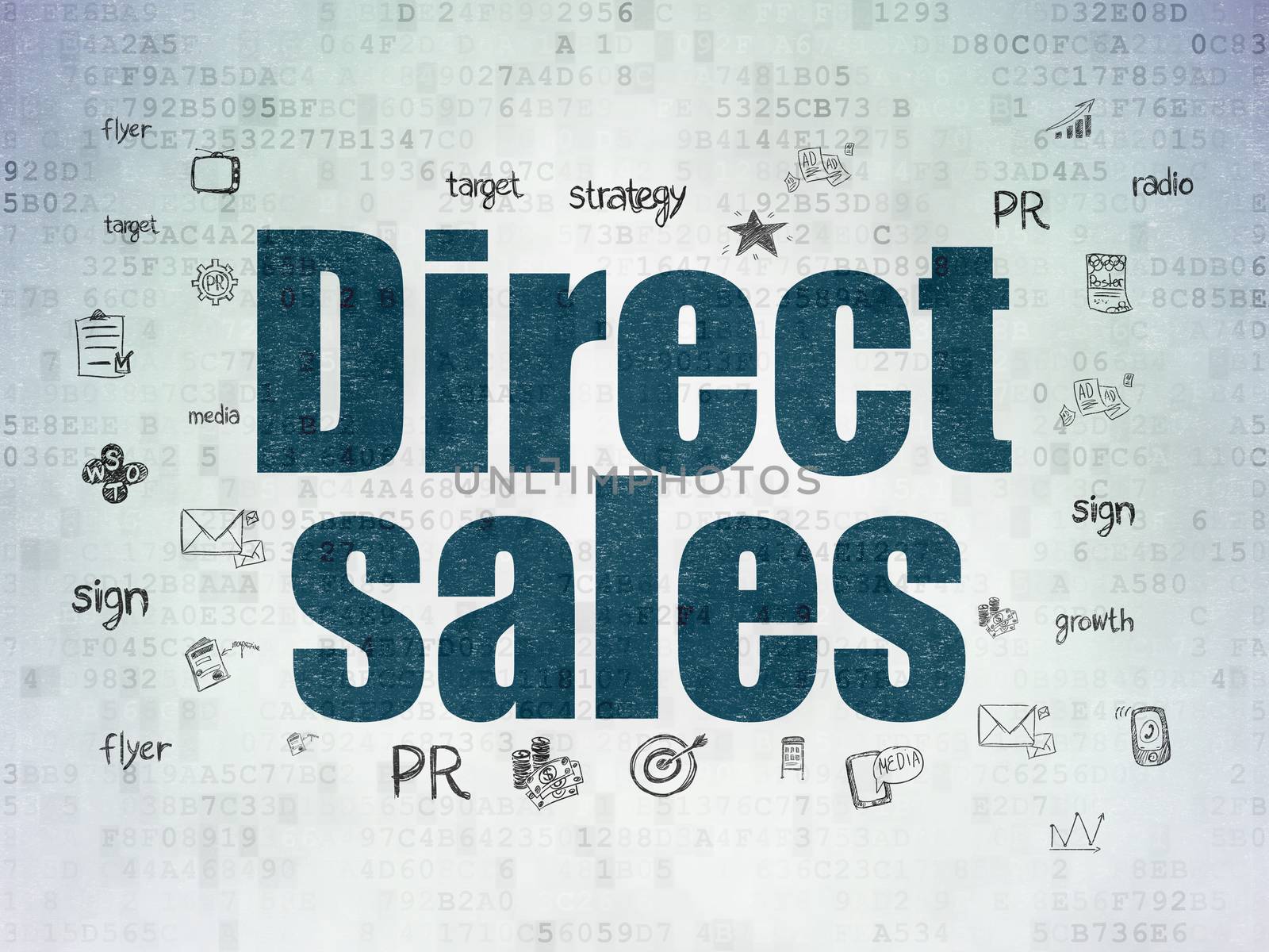 Marketing concept: Direct Sales on Digital Data Paper background by maxkabakov