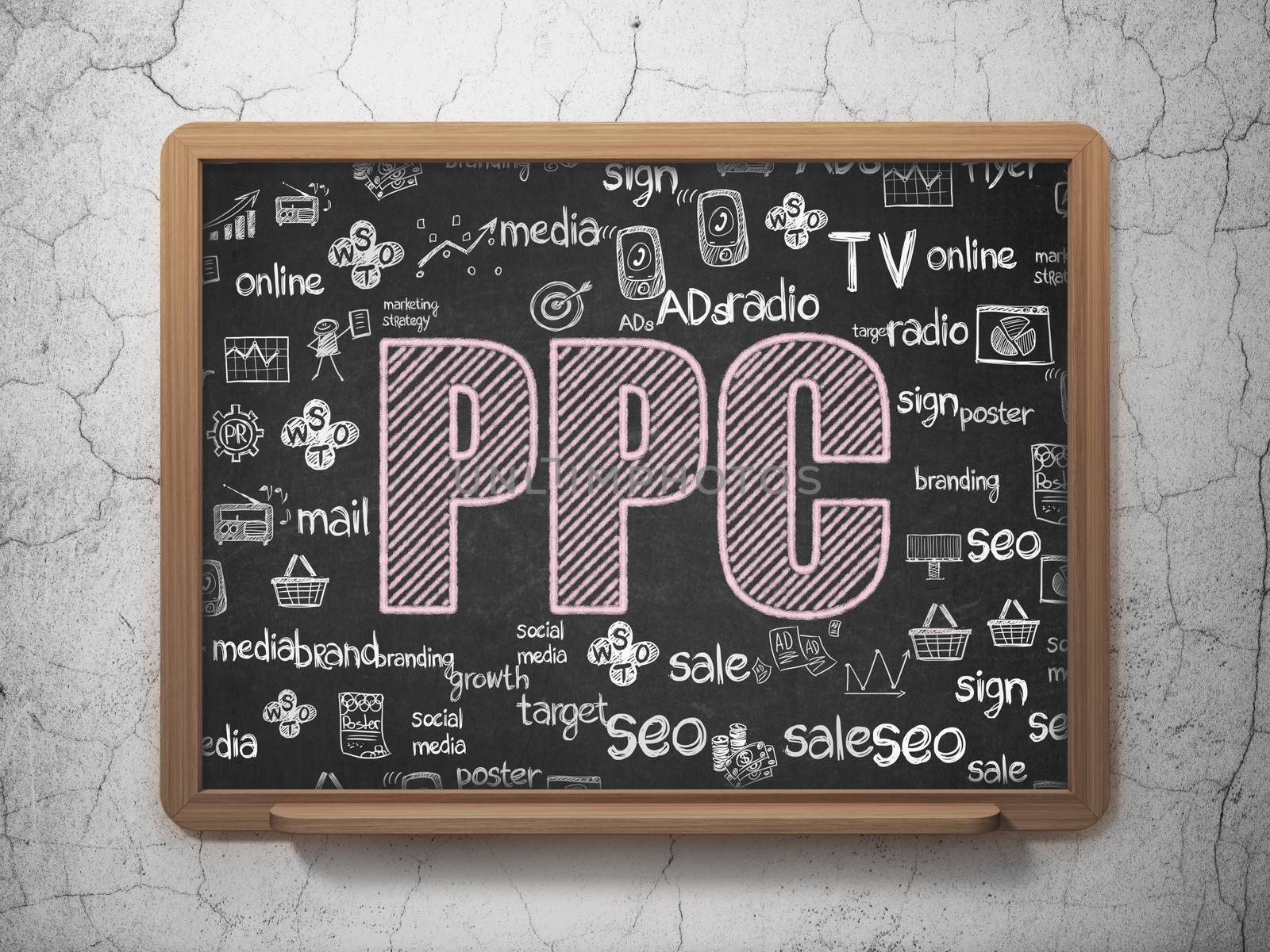Marketing concept: PPC on School board background by maxkabakov