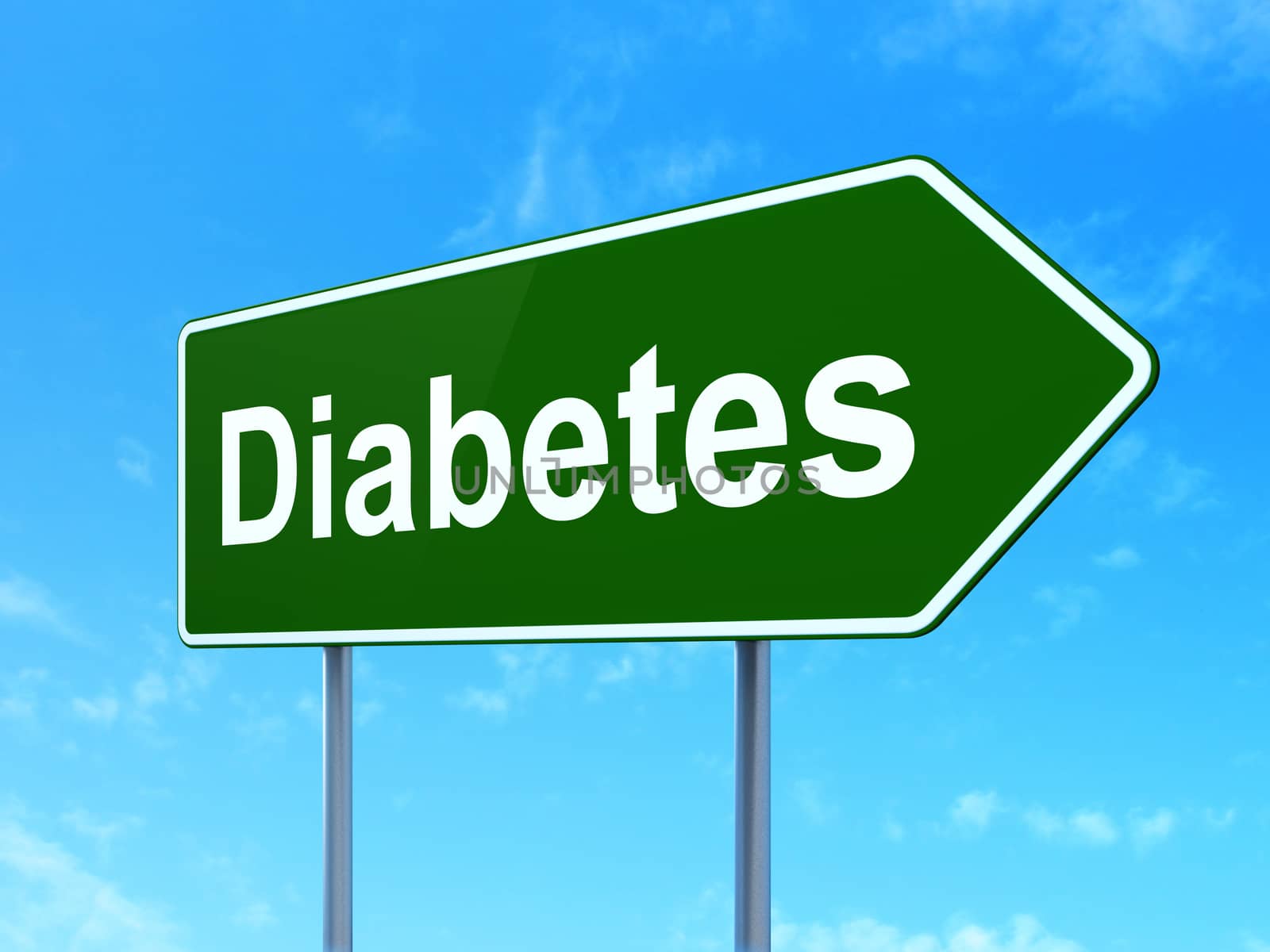 Medicine concept: Diabetes on road sign background by maxkabakov