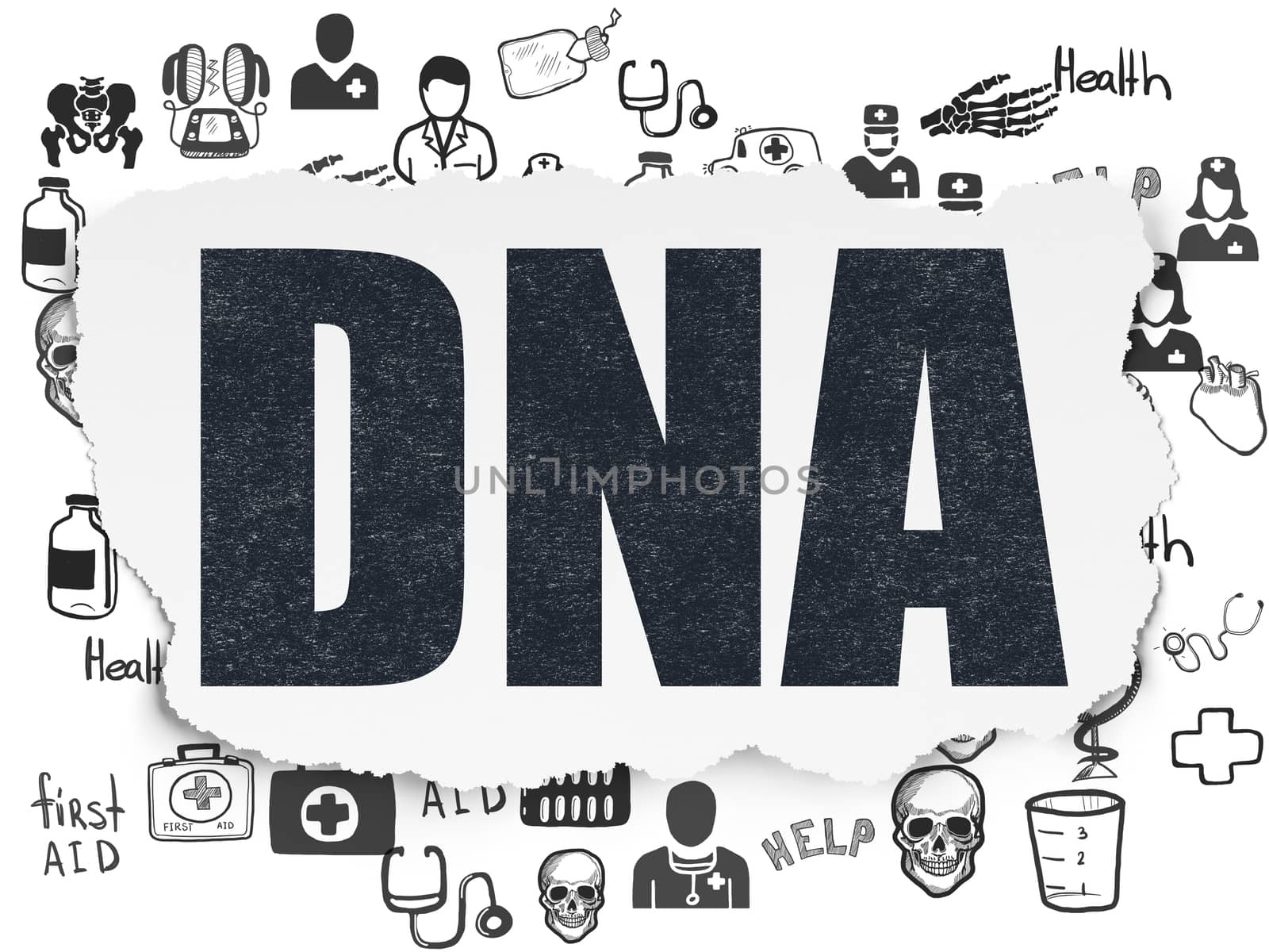 Healthcare concept: DNA on Torn Paper background by maxkabakov