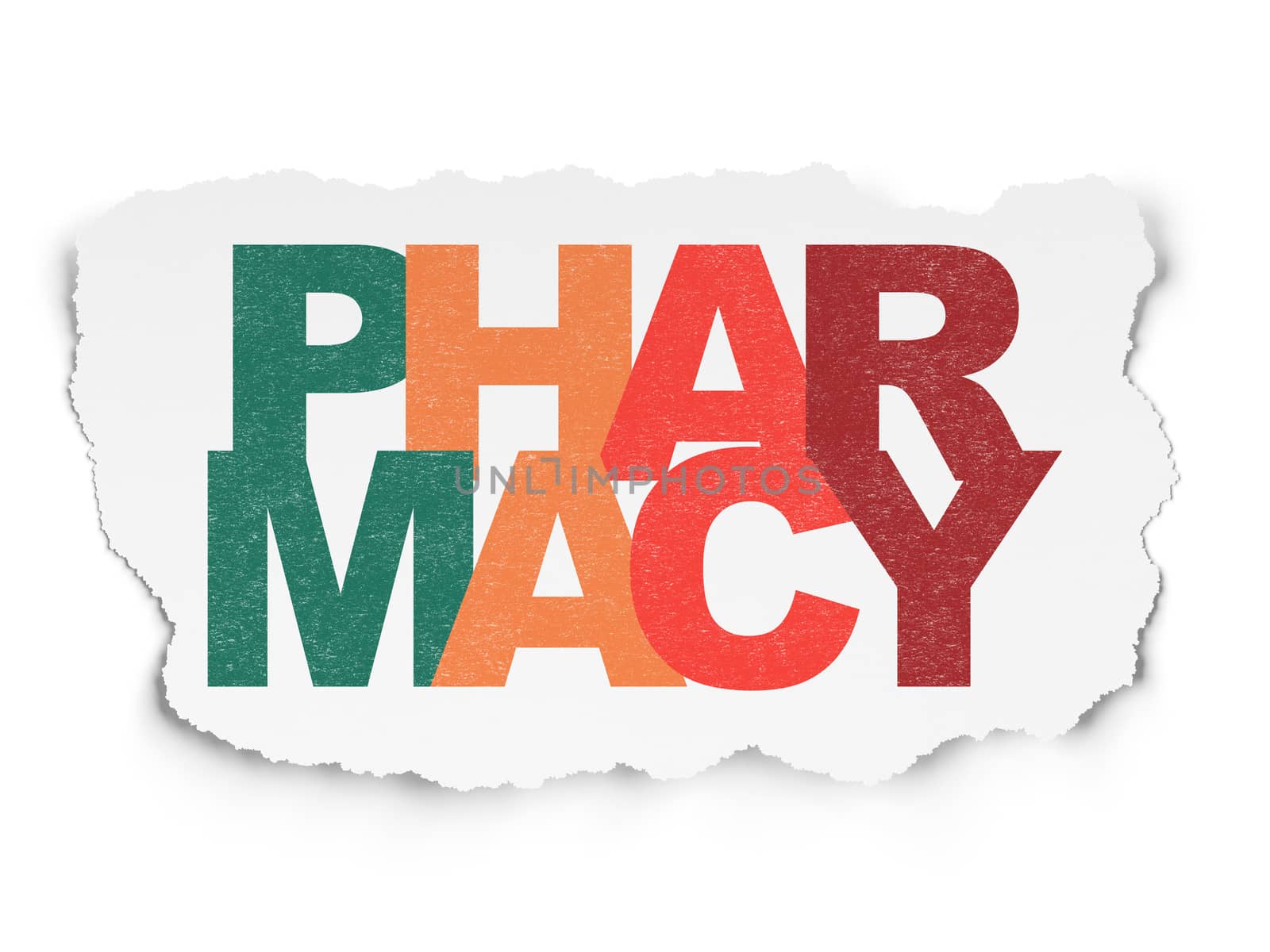 Healthcare concept: Painted multicolor text Pharmacy on Torn Paper background