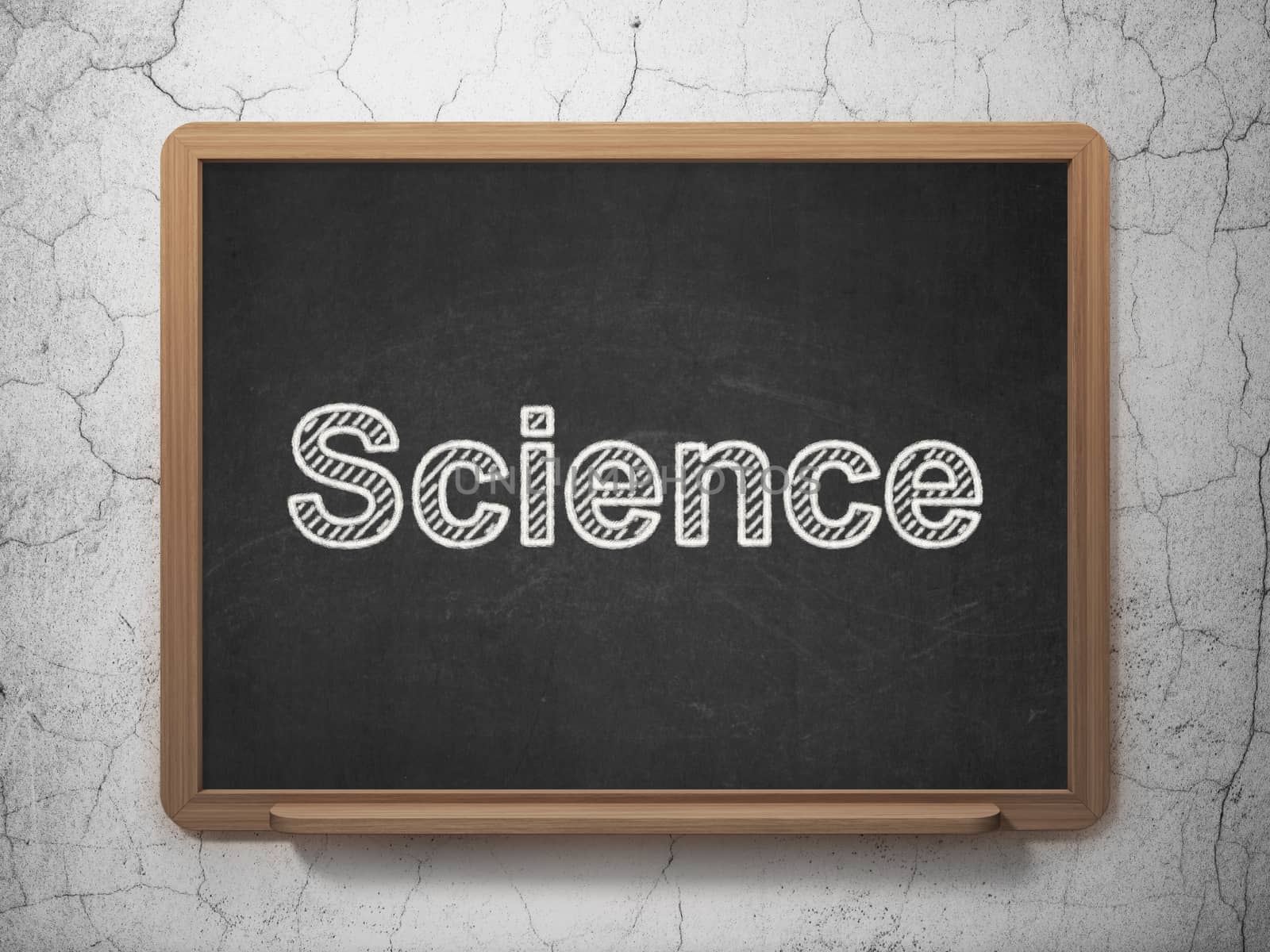 Science concept: text Science on Black chalkboard on grunge wall background, 3D rendering