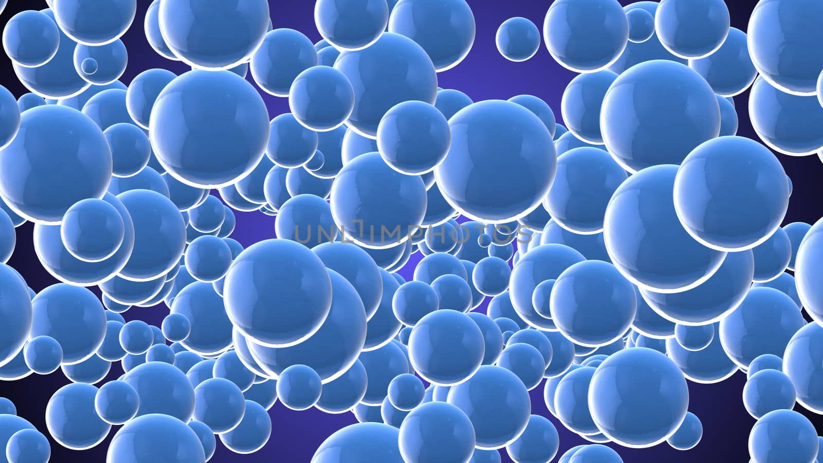 An optimistic 3d rendering of light blue stars and balls with numerous sparkling tints and slightly seen reflections flying in the light violet background. They create a funny mood.