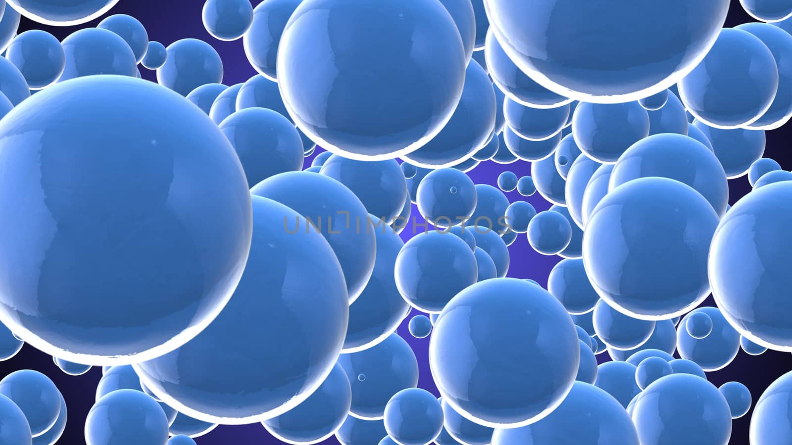 A funny 3d illustration of light blue stars and balls with numerous shimmering tints and slightly seen reflections whirling in the light violet background. They create a hilarious mood.