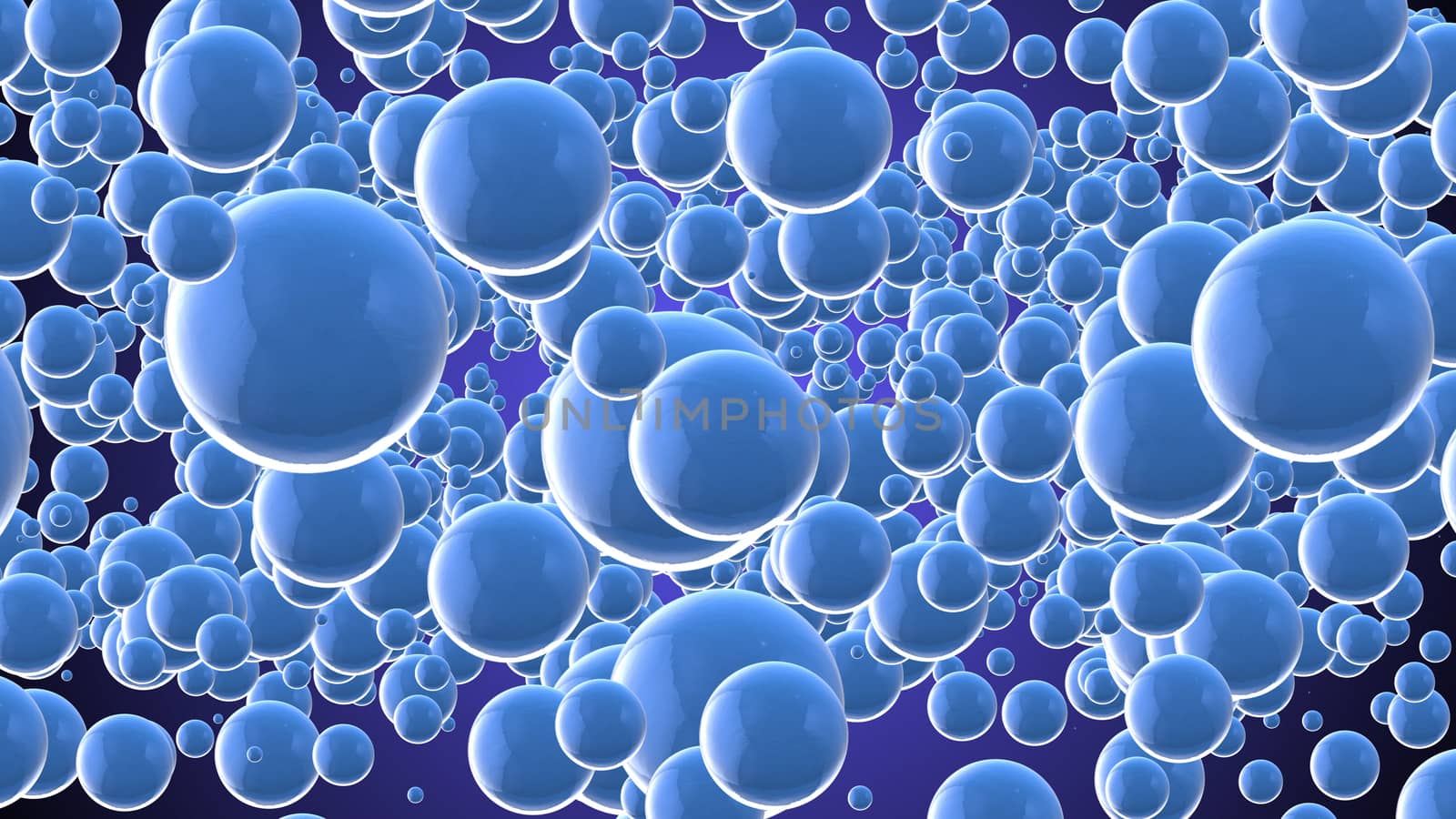 A hilarious 3d rendering of transparent blue stars and balls with numerous gleaming tints and slightly seen reflections dancing in the violet background. They lead to an optimistic mood