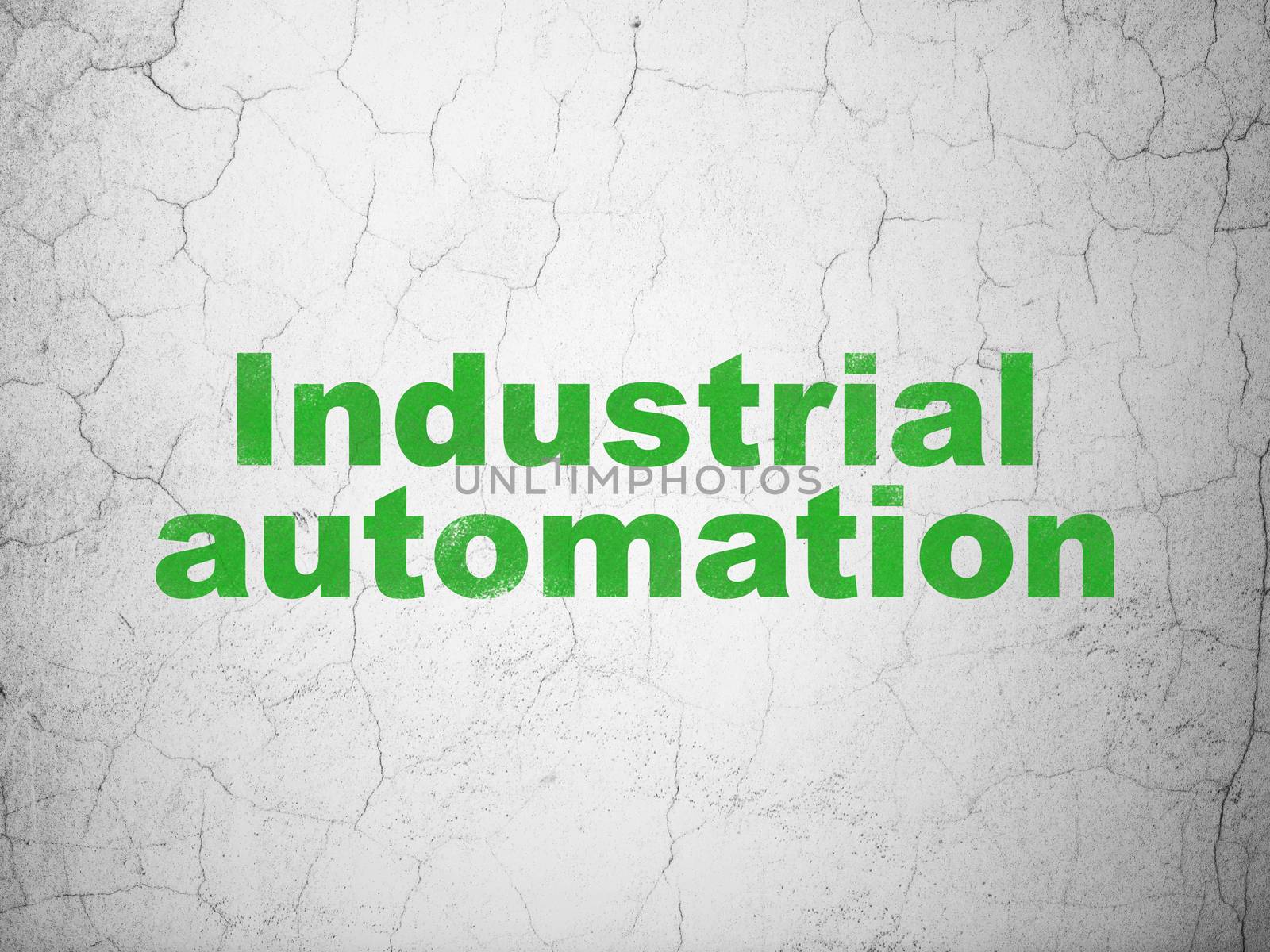 Industry concept: Green Industrial Automation on textured concrete wall background
