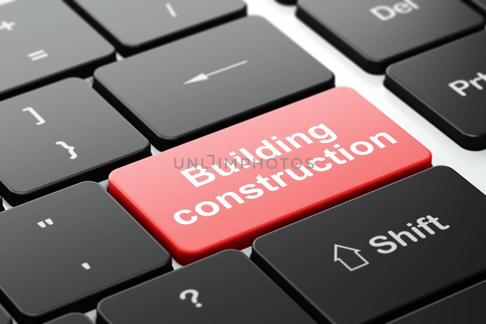 Constructing concept: Building Construction on computer keyboard background by maxkabakov