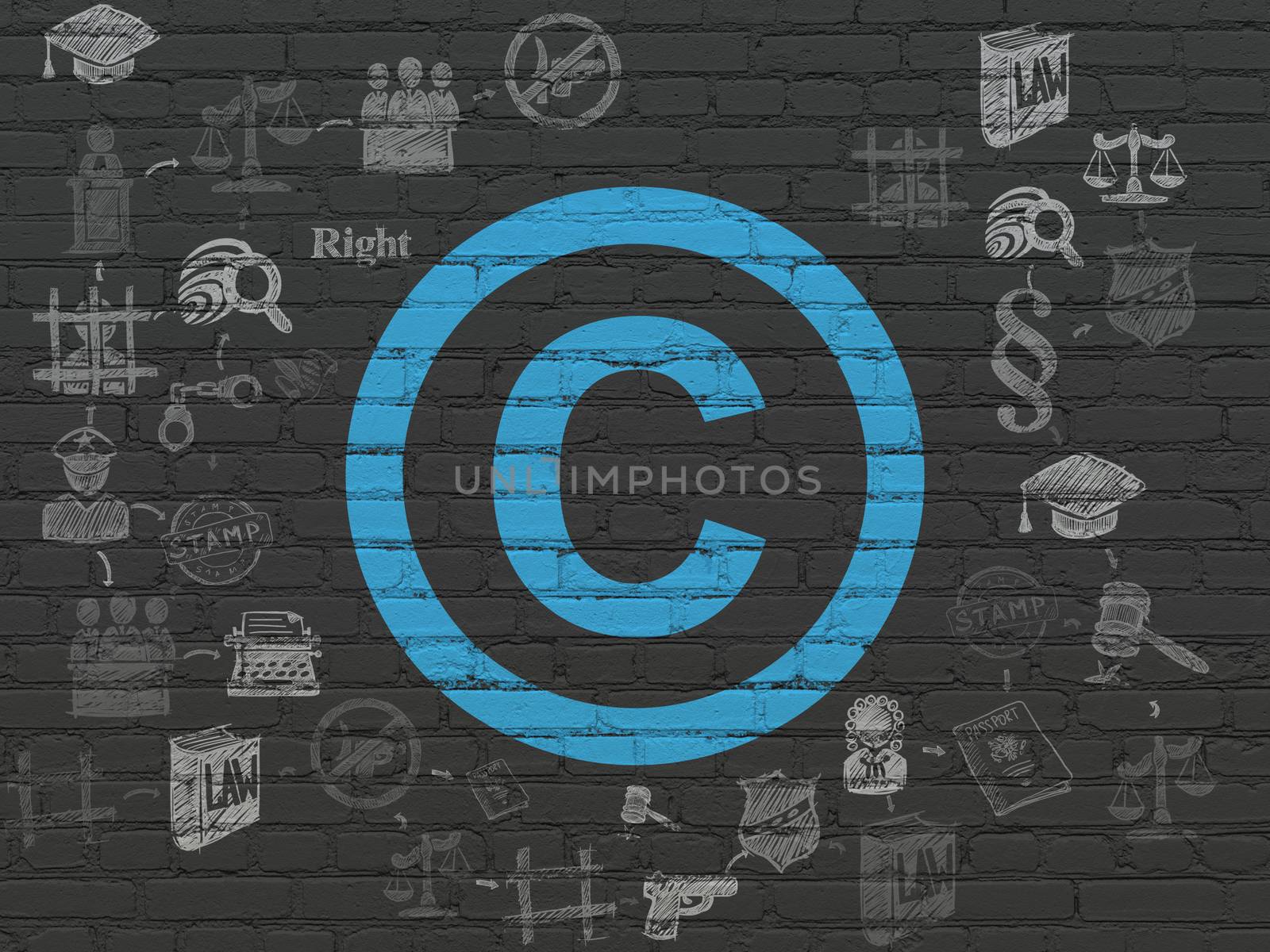 Law concept: Copyright on wall background by maxkabakov