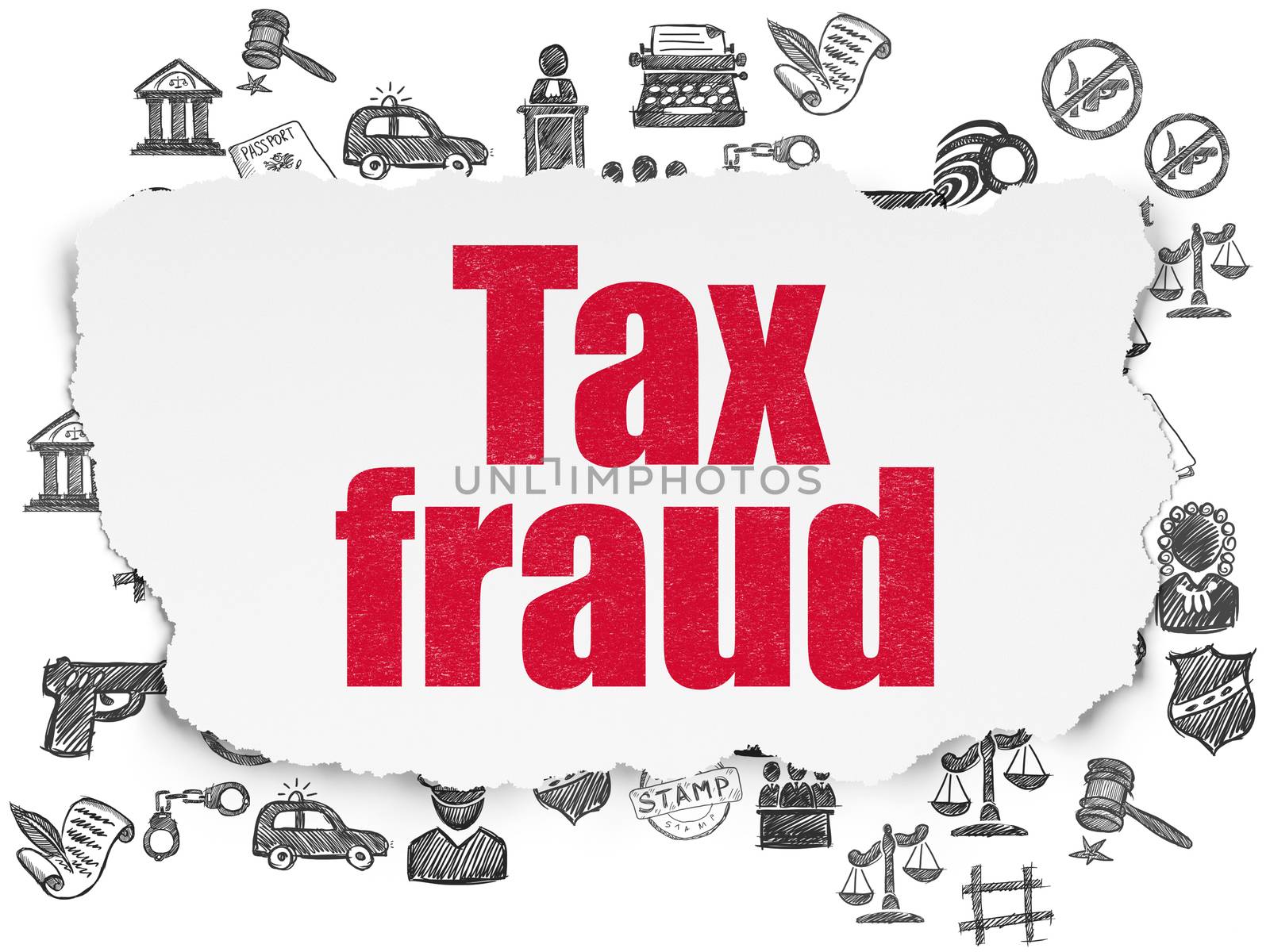 Law concept: Tax Fraud on Torn Paper background by maxkabakov