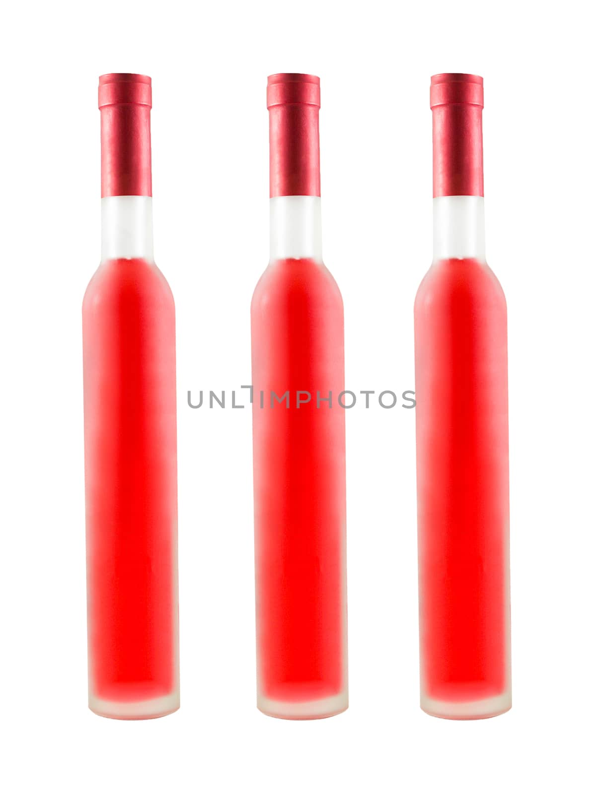 Red wine bottles isolated on white background