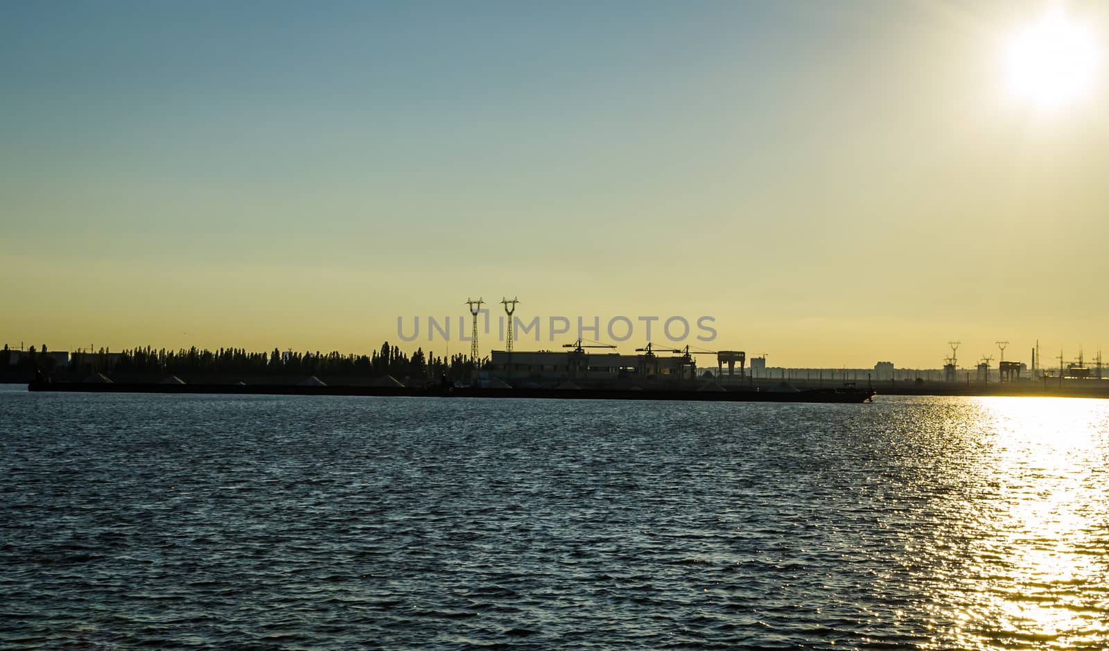 boats on the river sunset river Volga port of ships