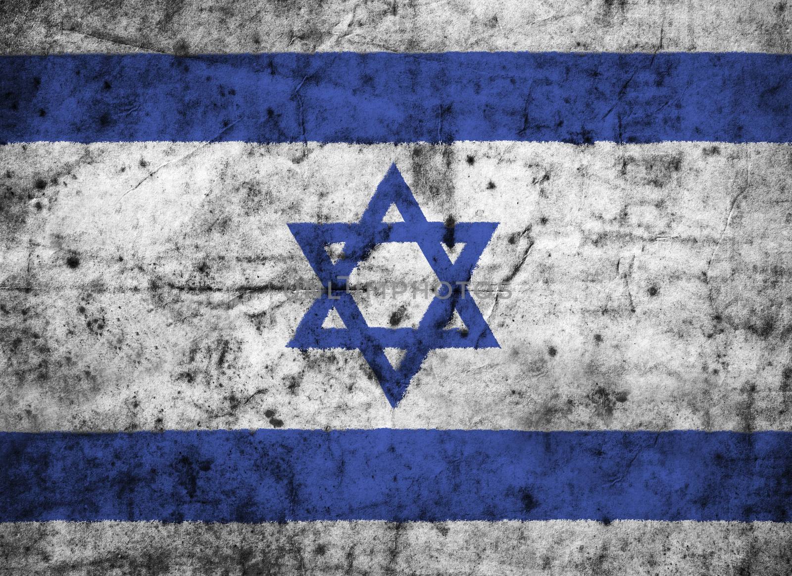 Israel flag with high detail of old dirty crumpled paper by stockdevil