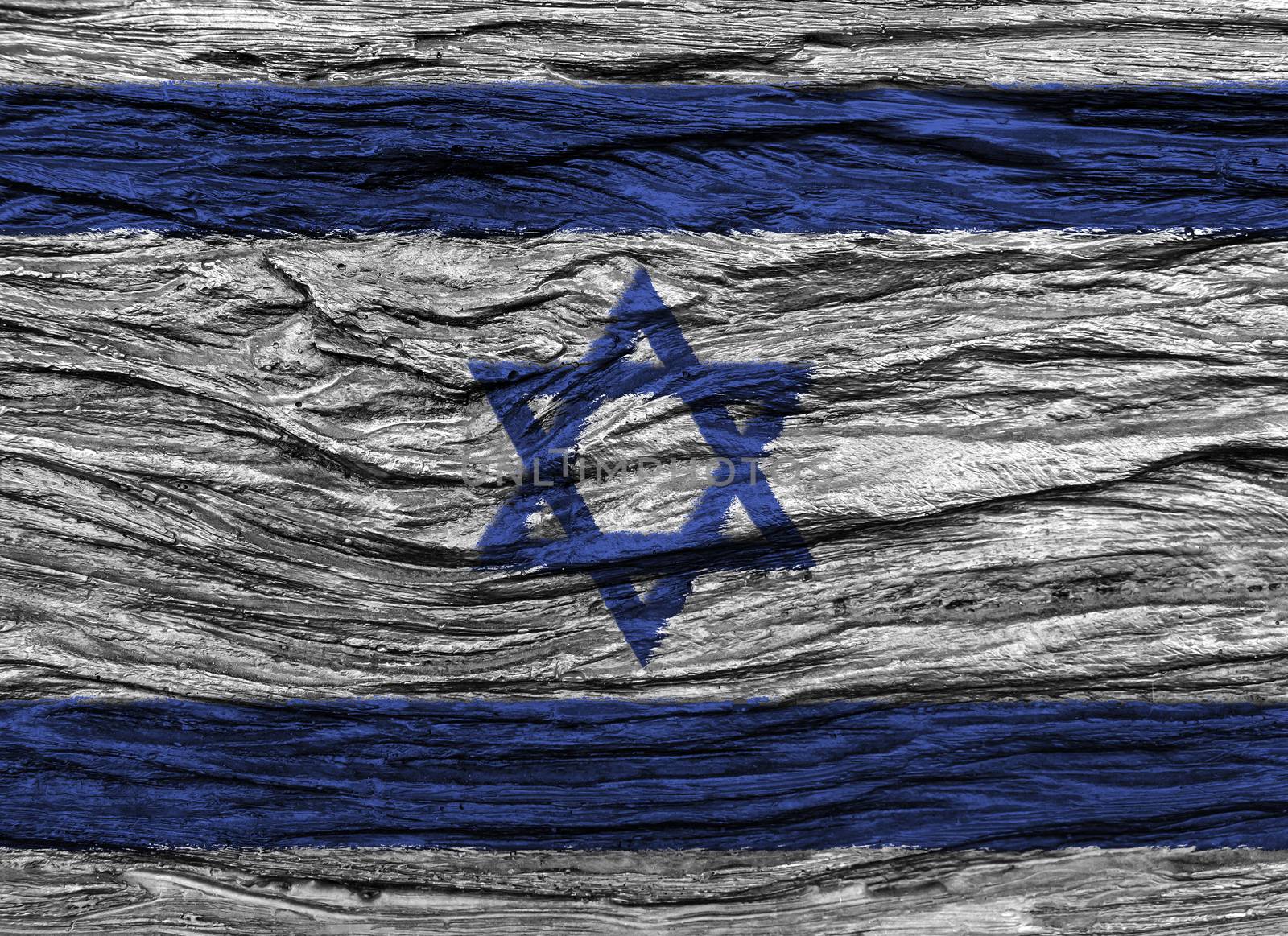 Israel flag with high detail of old wooden background by stockdevil