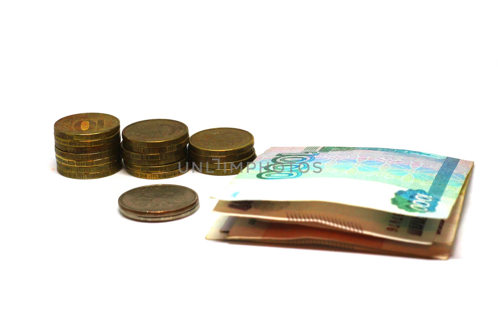 Russian money isolated on white background. Isolated