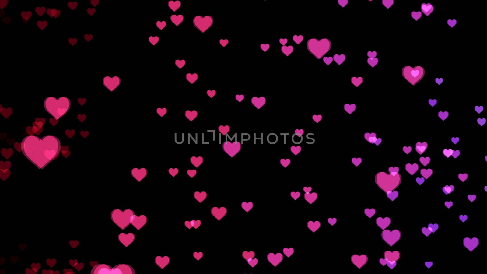 Abstract background with colorful hearts. 3d rendering