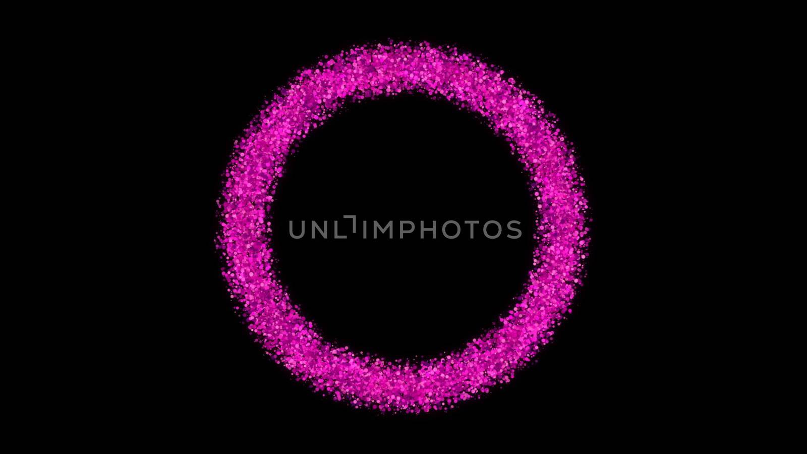 Abstract background with colorful particle ring. 3d rendering