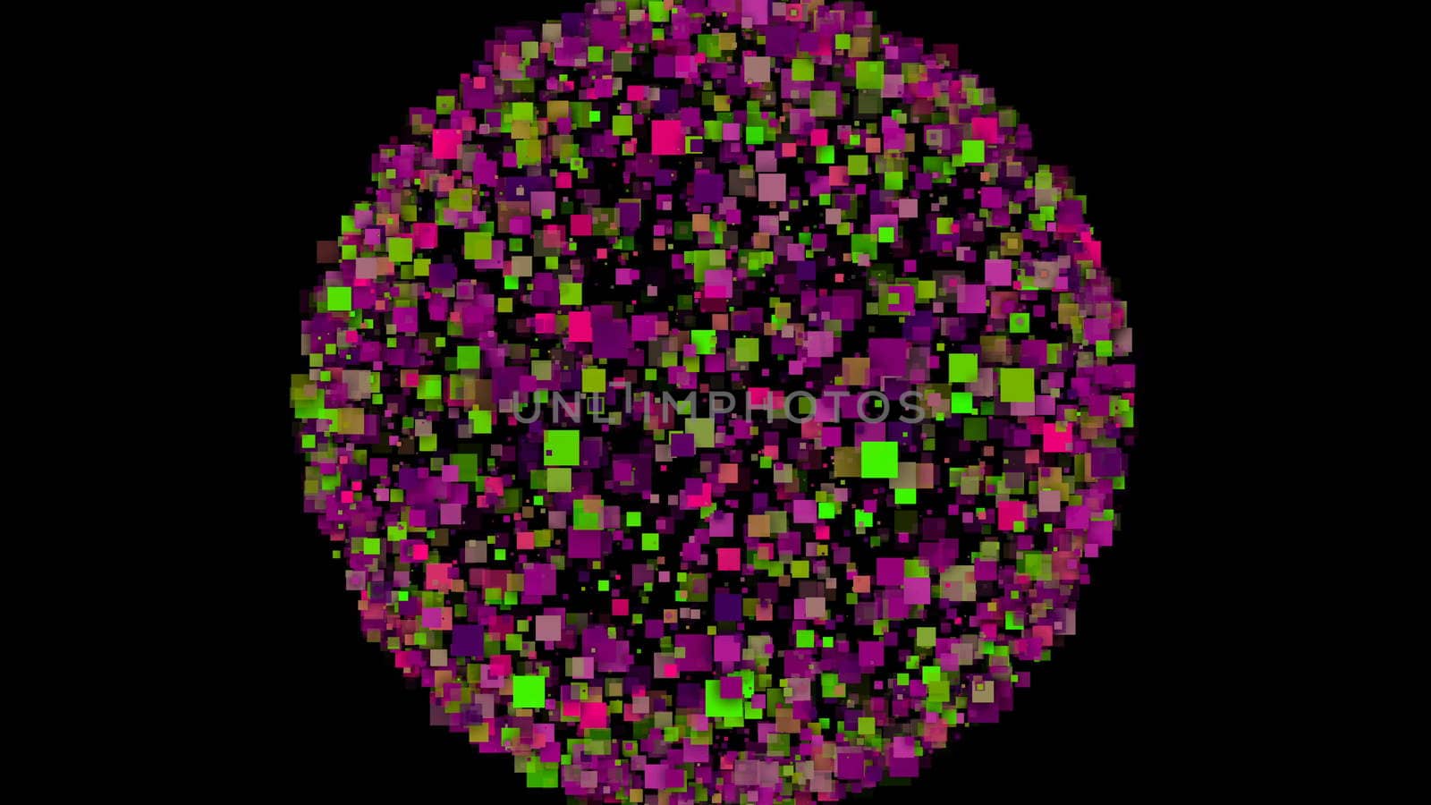 Abstract background of a sphere formed by colorful squares. 3d rendering