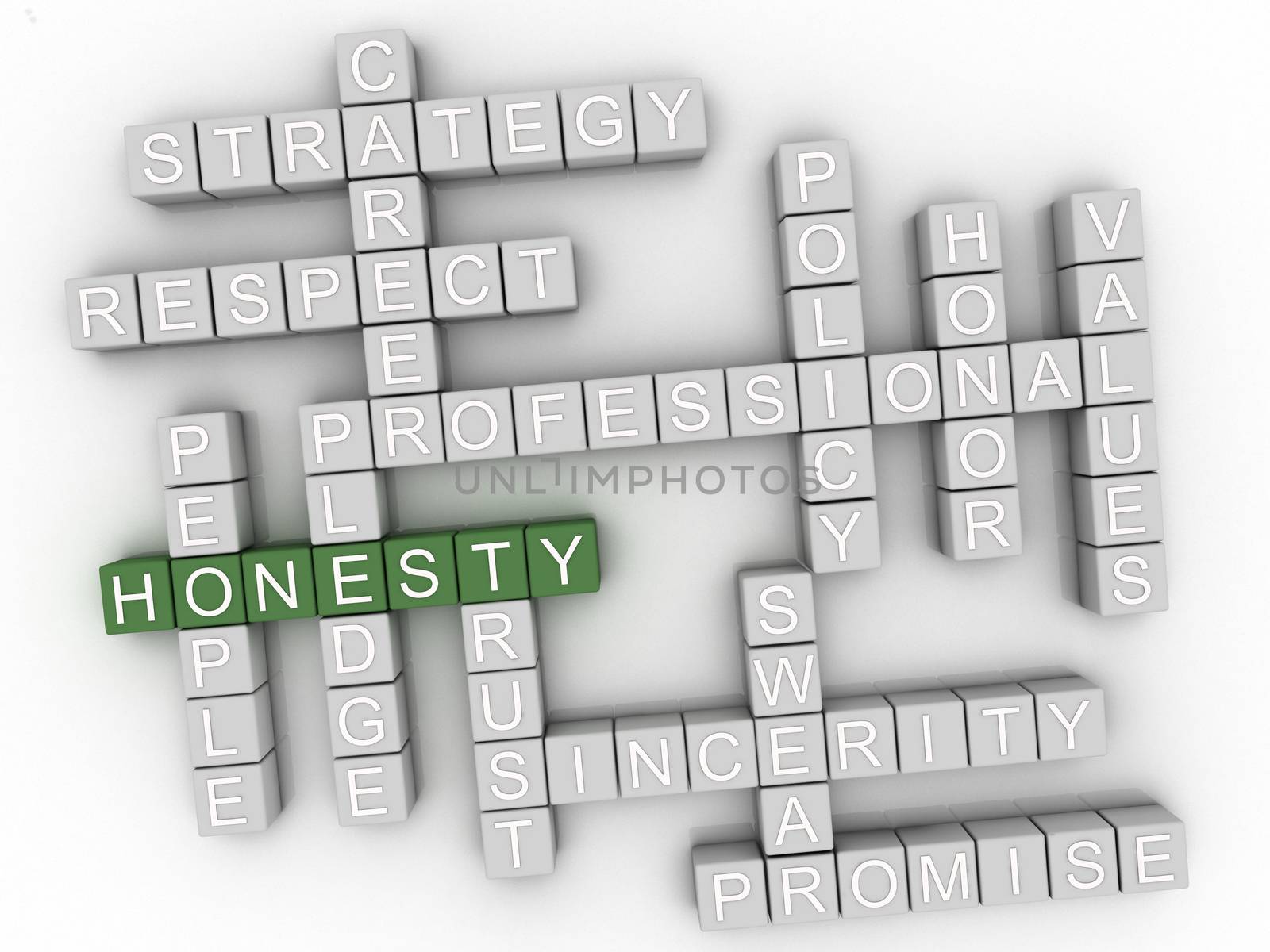 3d Honesty Concept word cloud by dacasdo