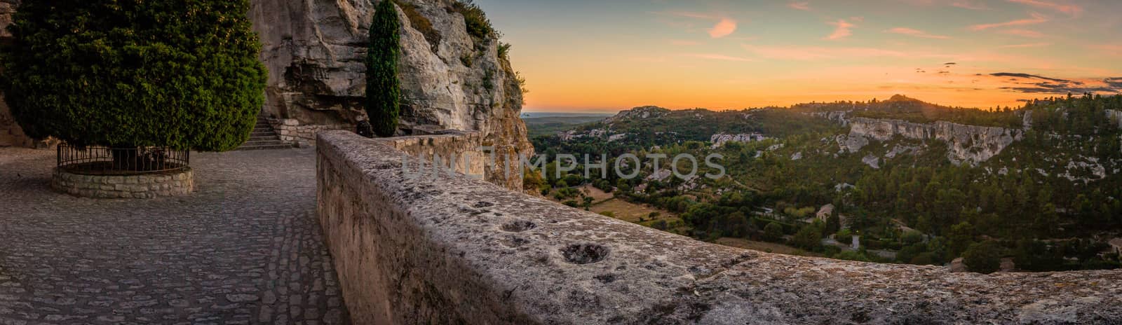 Sunset over Baux-de-Provence in France in the summer