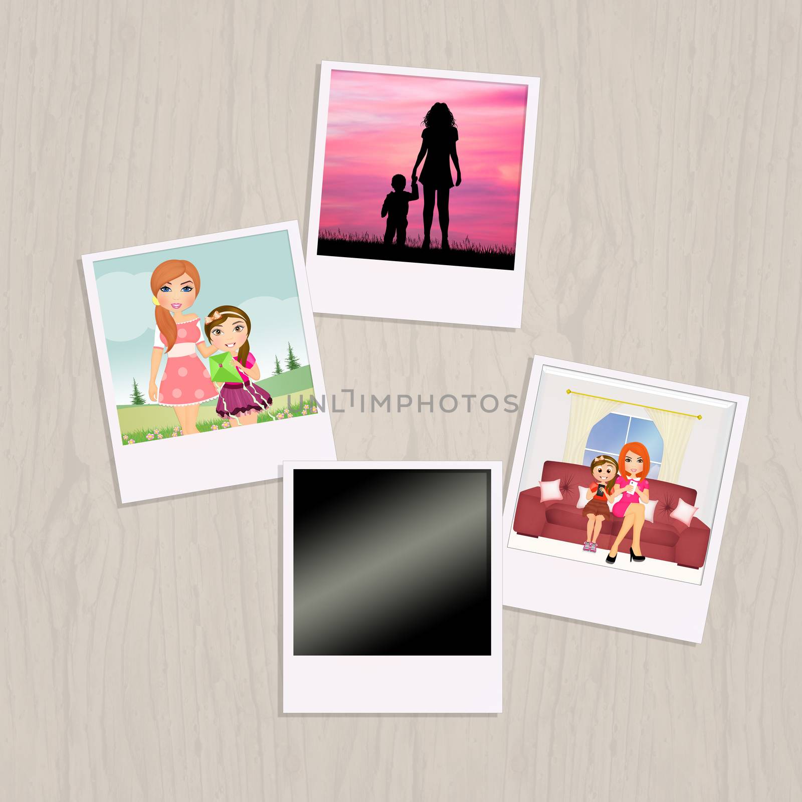 illustration of pictures of family for mother's day